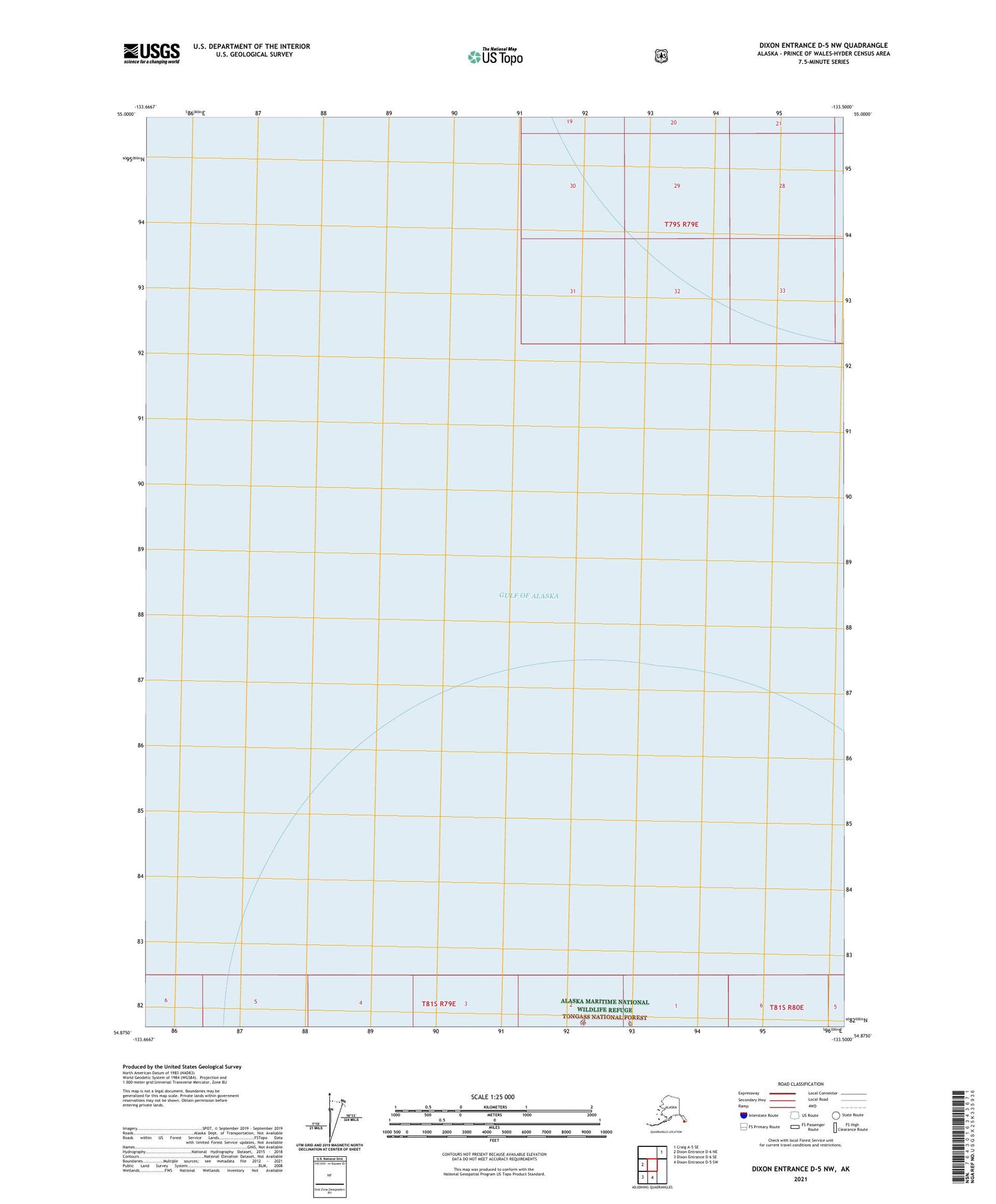 Dixon Entrance D-5 NW Alaska US Topo Map Image