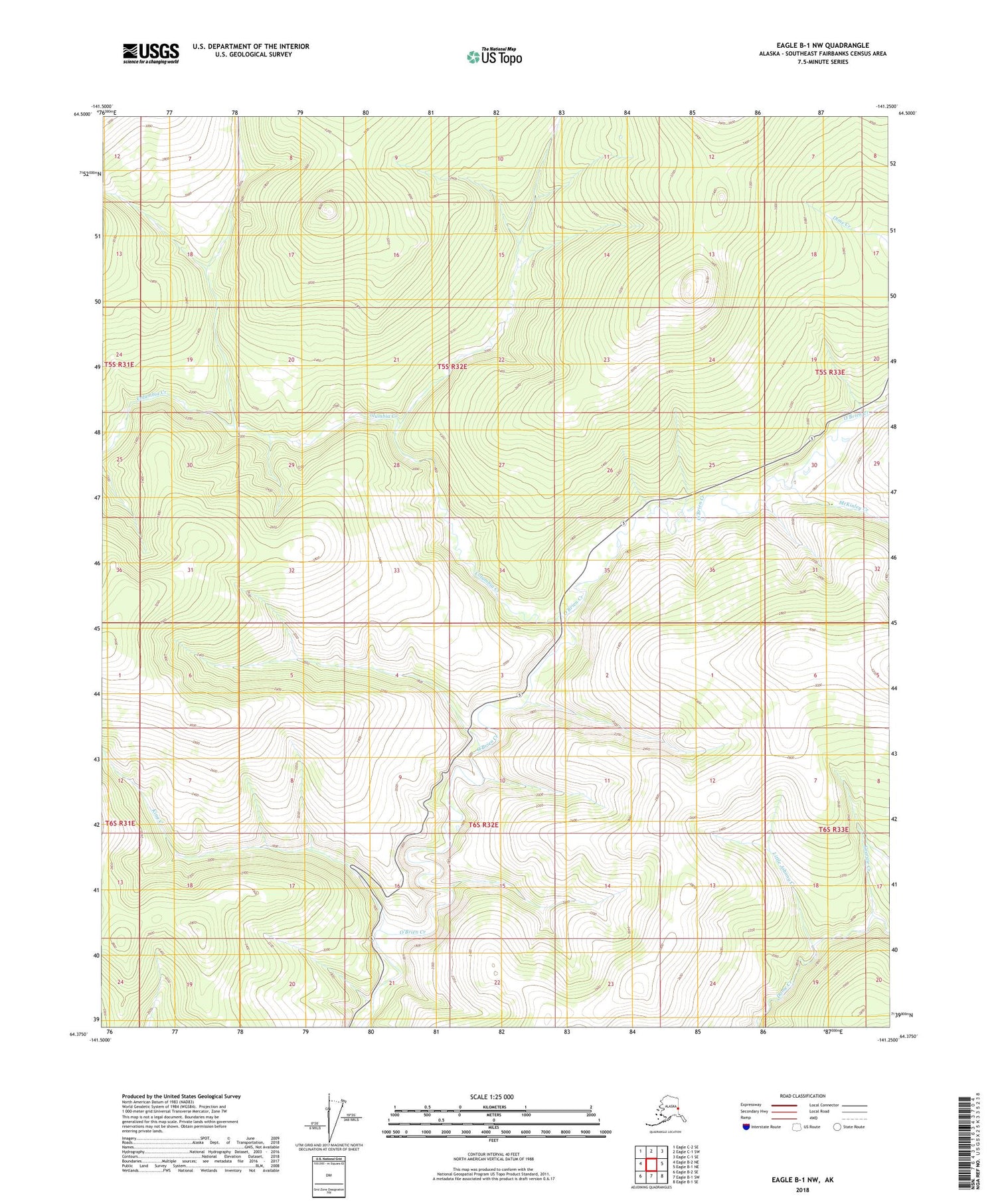 Eagle B-1 NW Alaska US Topo Map Image
