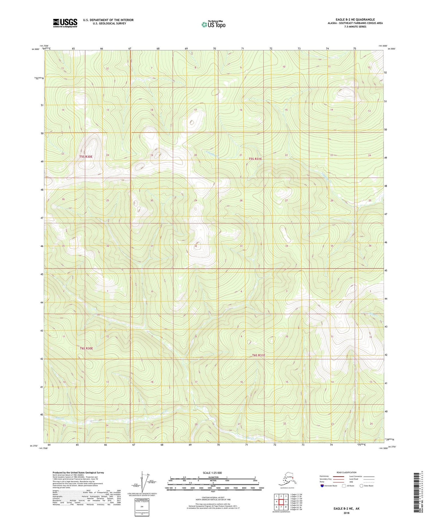Eagle B-2 NE Alaska US Topo Map Image