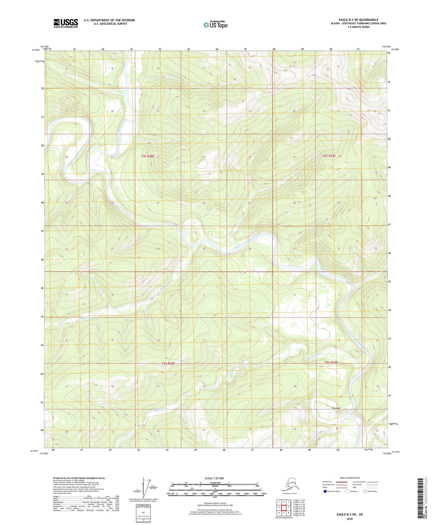Eagle B-3 NE Alaska US Topo Map Image