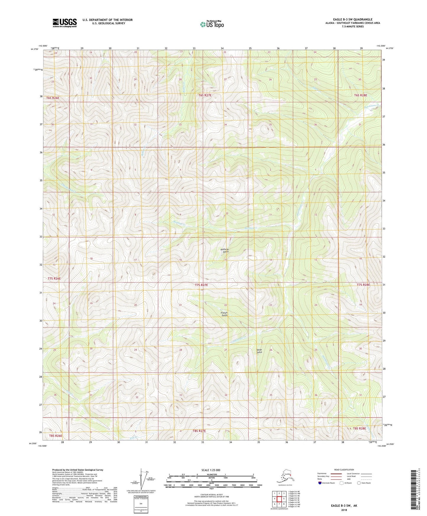Eagle B-3 SW Alaska US Topo Map Image