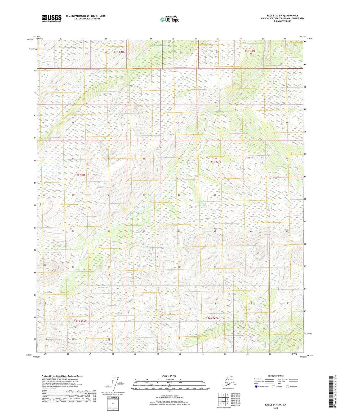 Eagle D-3 SW Alaska US Topo Map Image