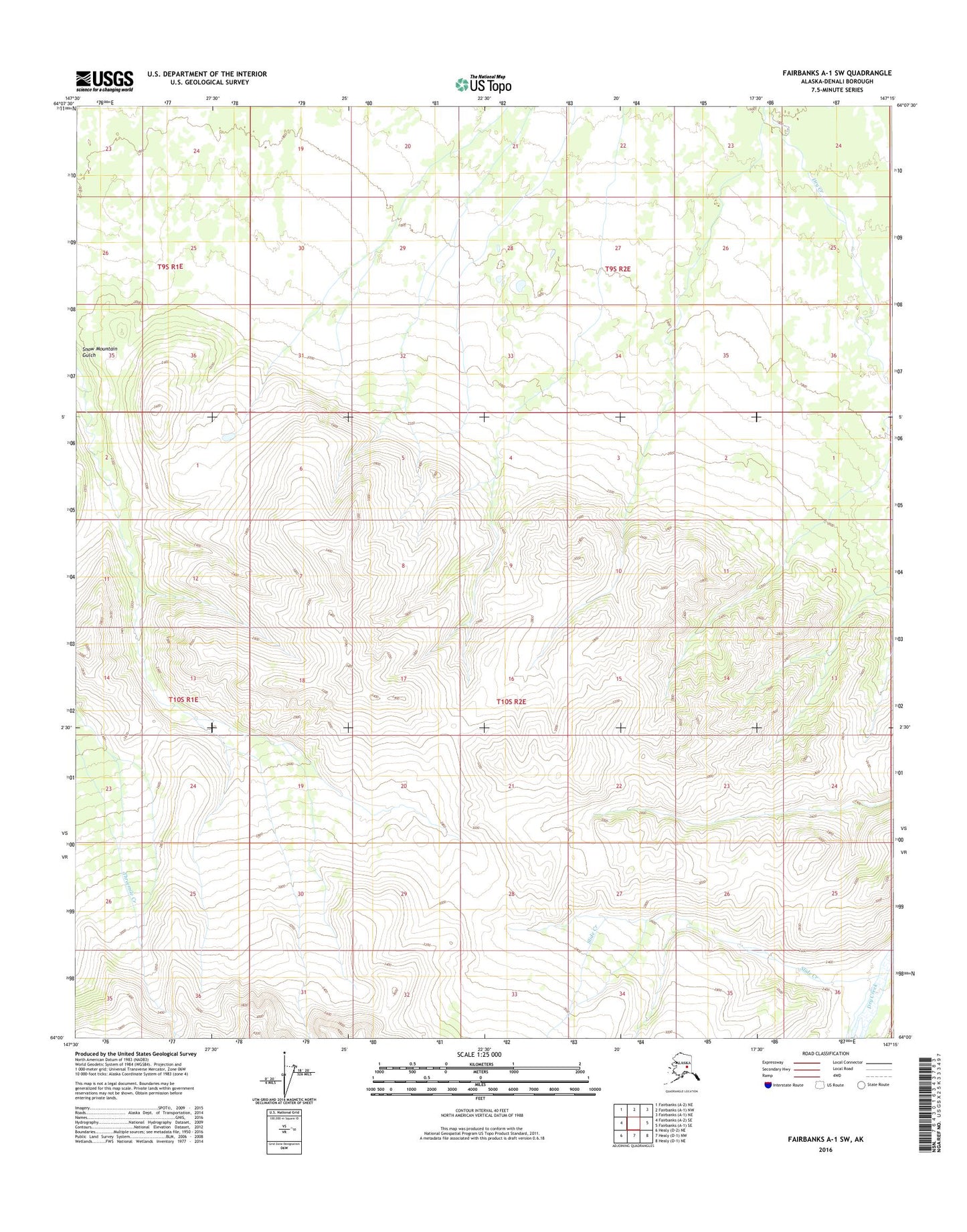 Fairbanks A-1 SW Alaska US Topo Map Image
