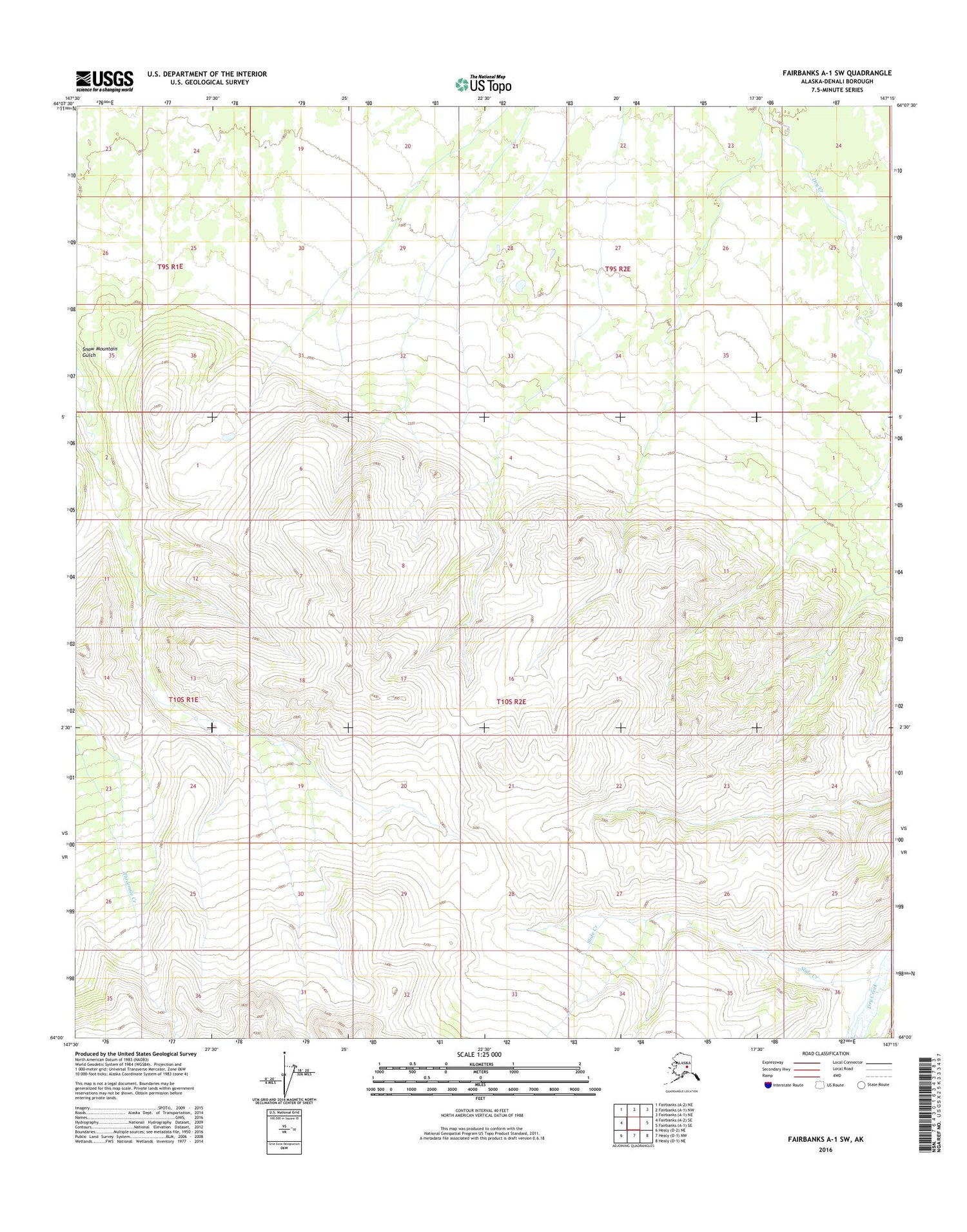 Fairbanks A-1 SW Alaska US Topo Map Image