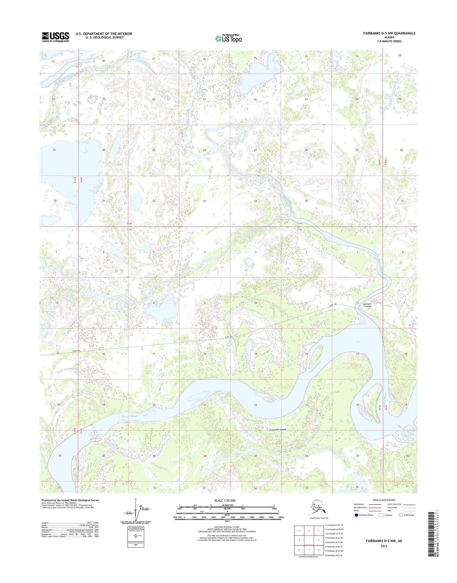 Fairbanks D-5 NW Alaska US Topo Map Image