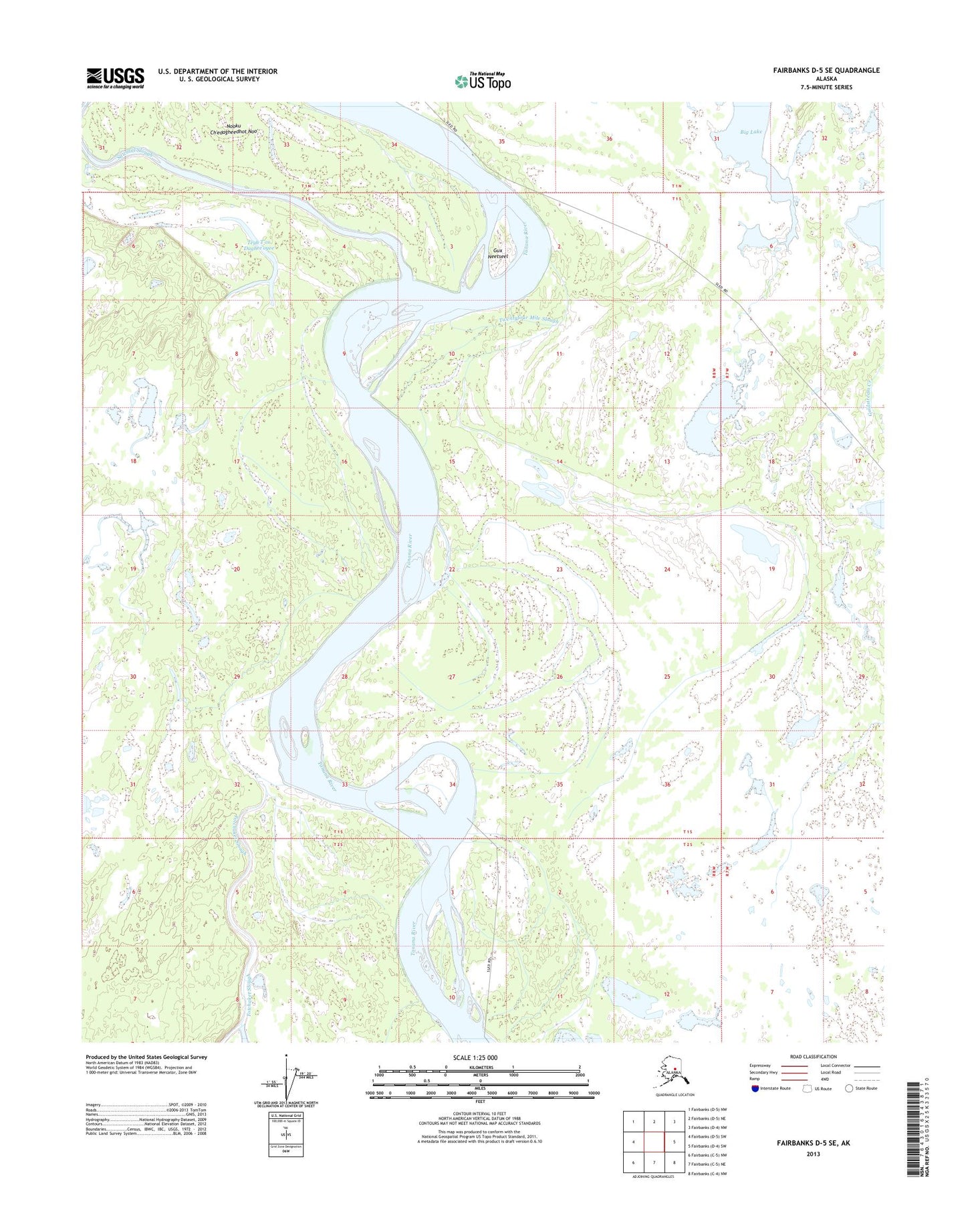 Fairbanks D-5 SE Alaska US Topo Map Image