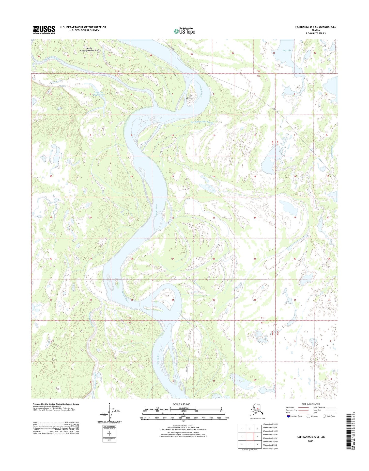 Fairbanks D-5 SE Alaska US Topo Map Image