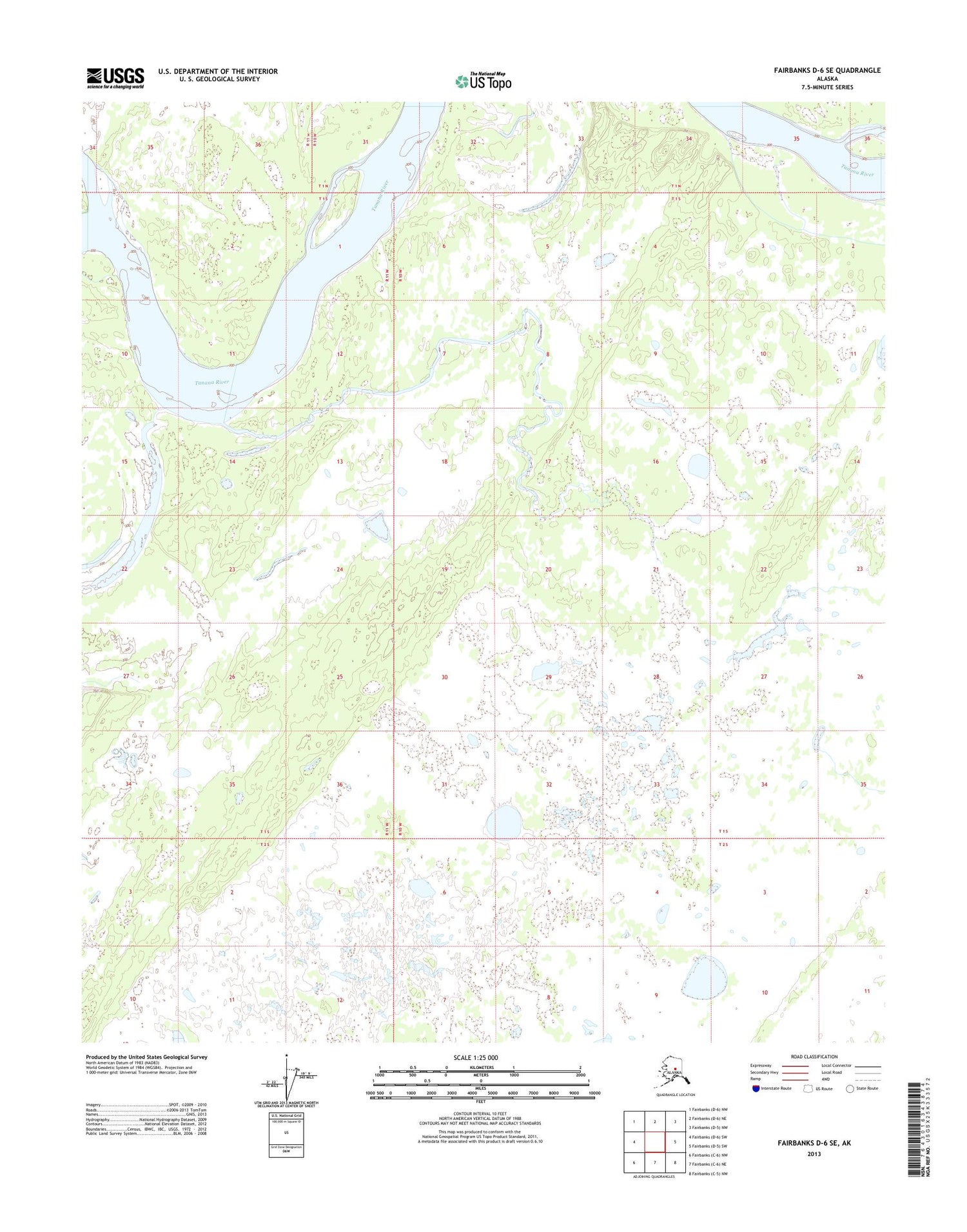 Fairbanks D-6 SE Alaska US Topo Map Image