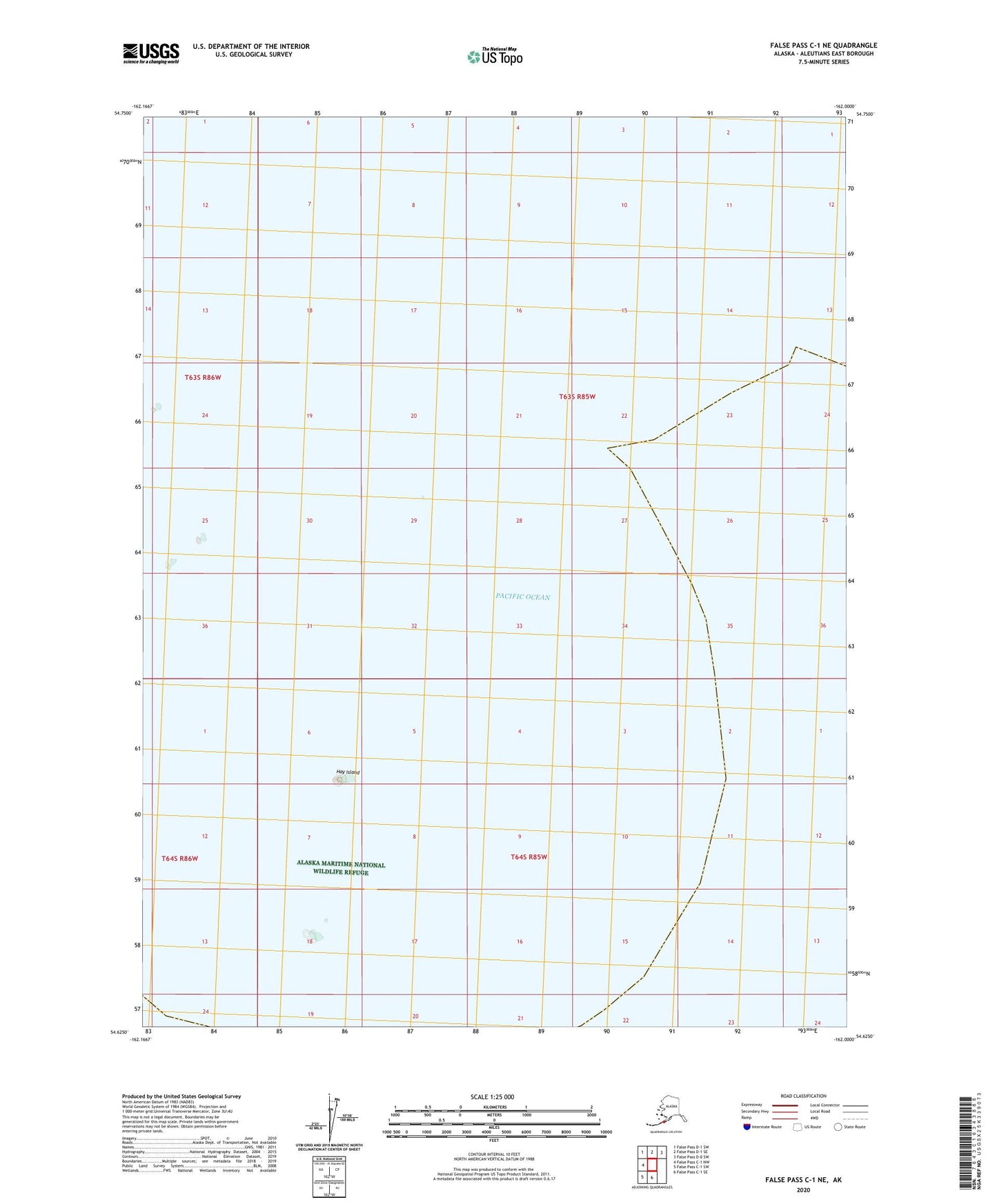 False Pass C-1 NE Alaska US Topo Map Image