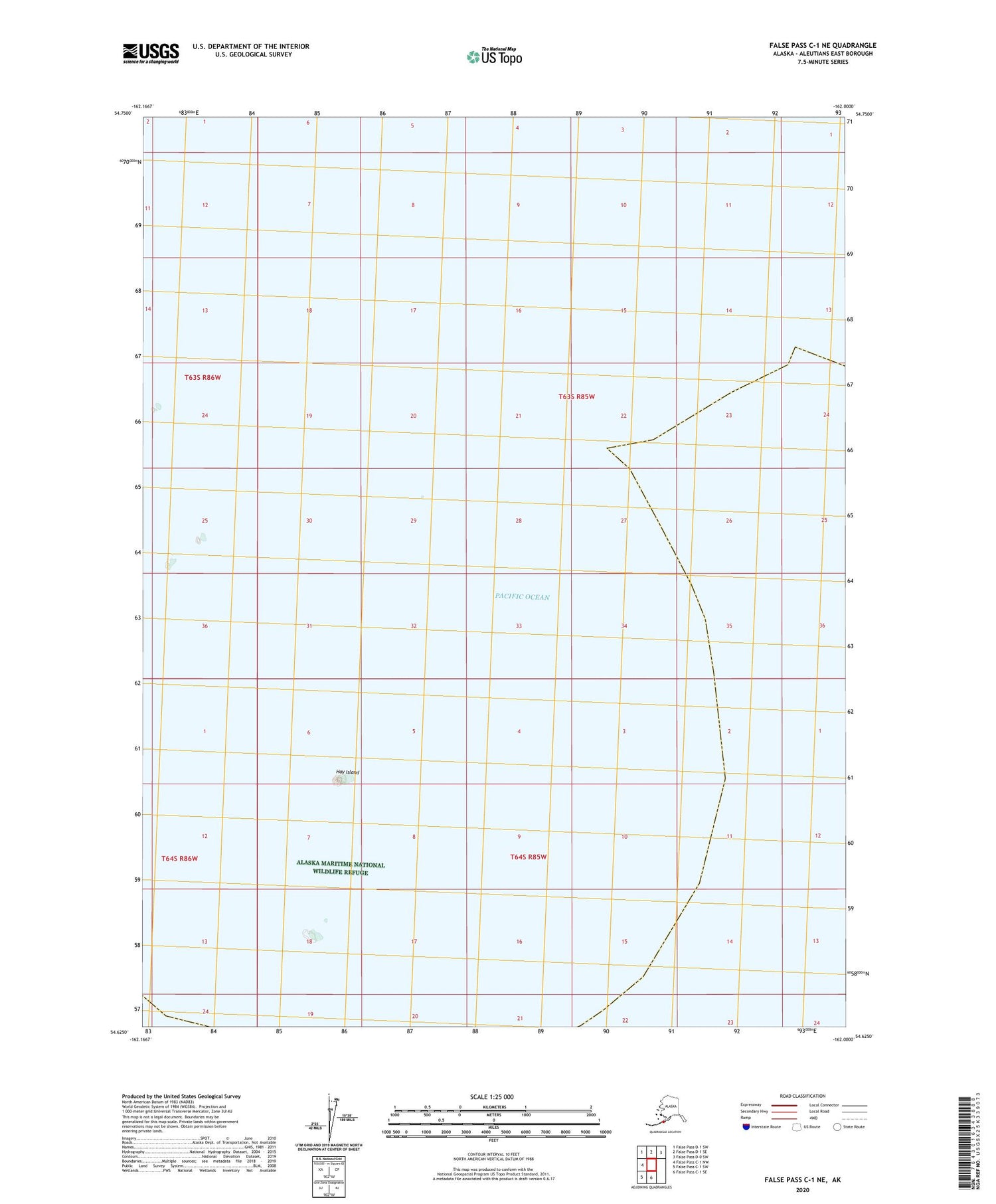 False Pass C-1 NE Alaska US Topo Map Image