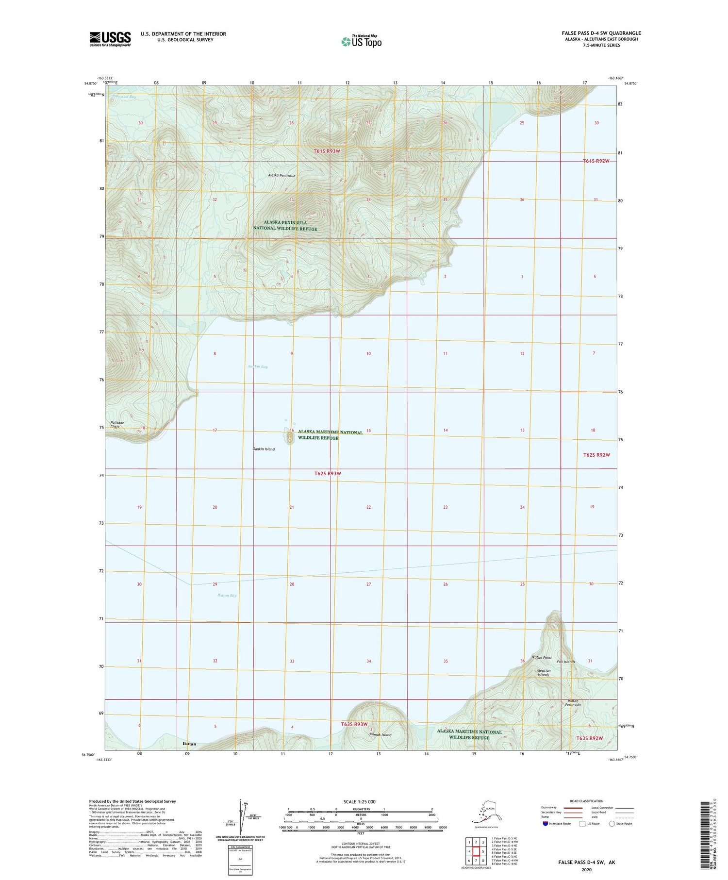 False Pass D-4 SW Alaska US Topo Map Image