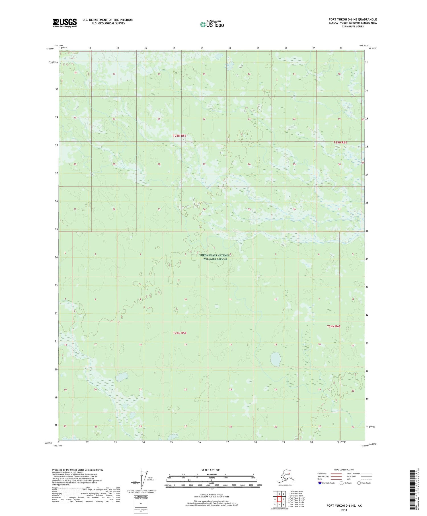Fort Yukon D-6 NE Alaska US Topo Map Image
