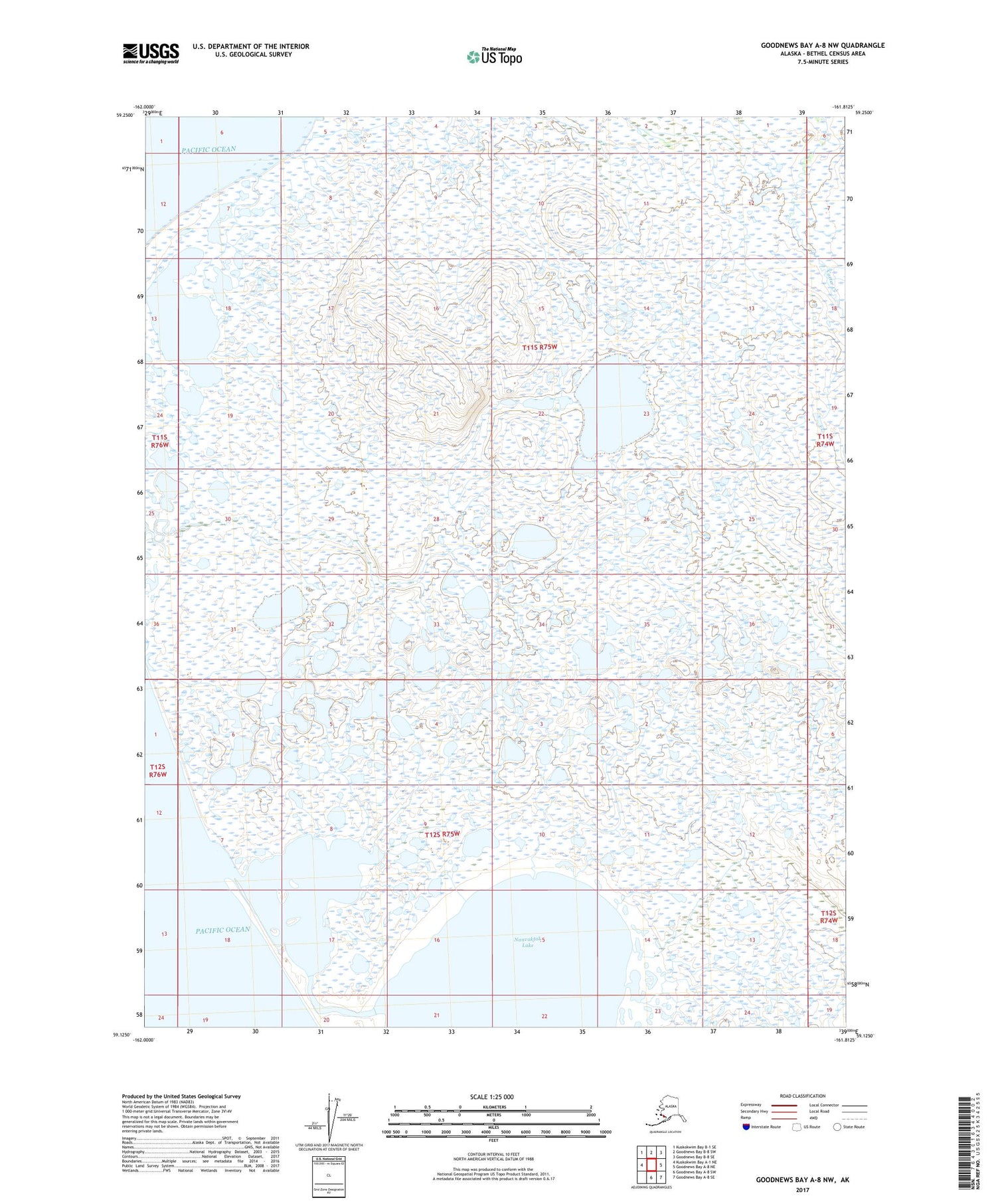 Goodnews Bay A-8 NW Alaska US Topo Map Image