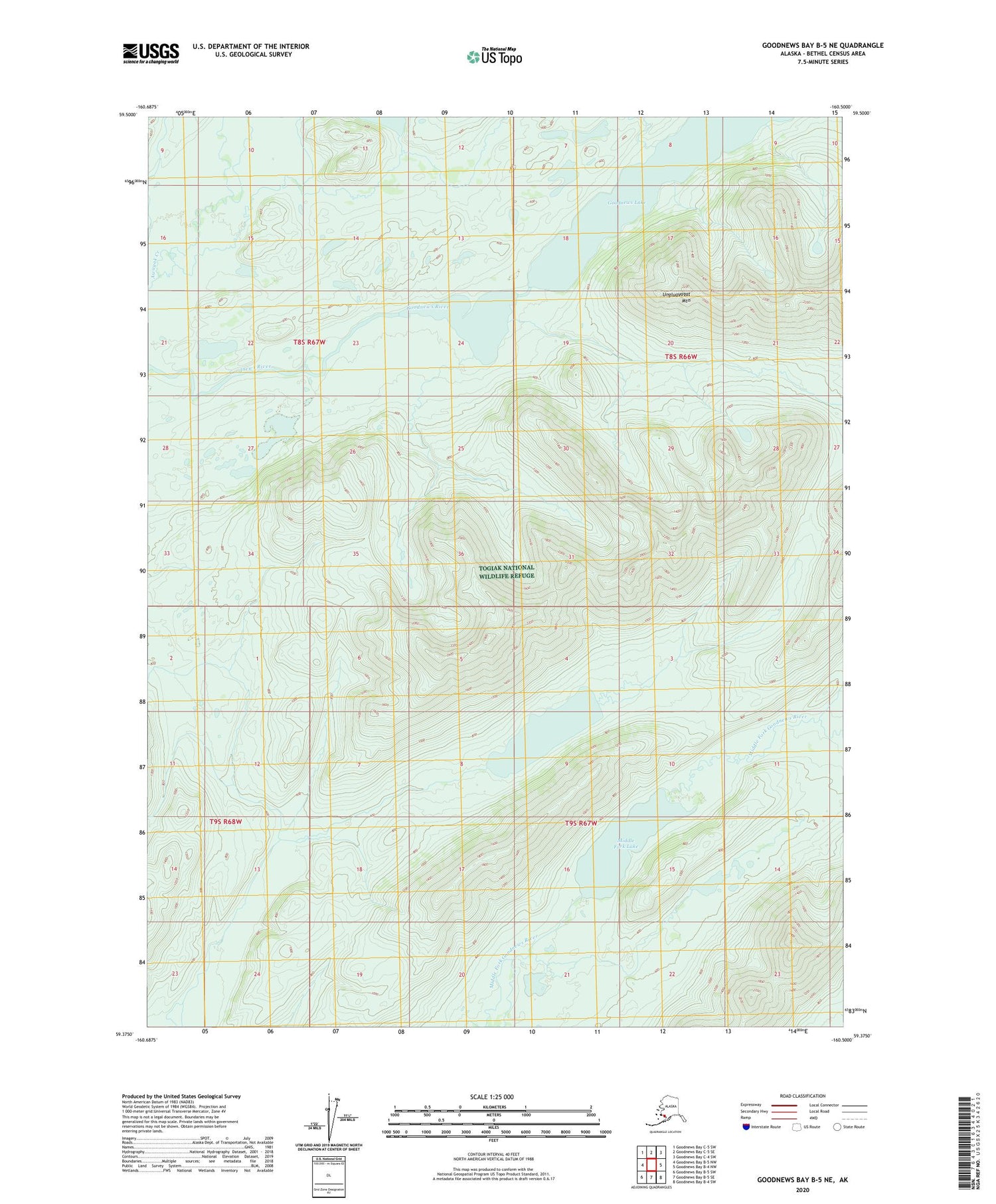 Goodnews Bay B-5 NE Alaska US Topo Map Image