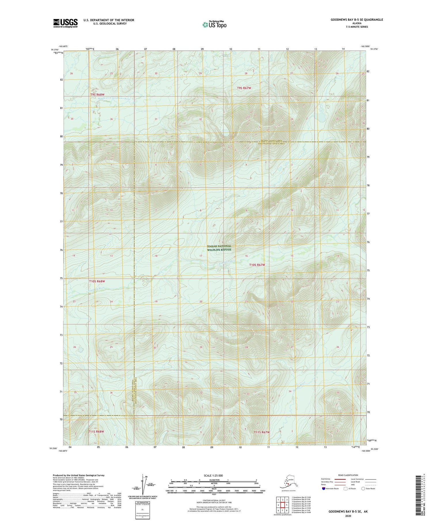 Goodnews Bay B-5 SE Alaska US Topo Map Image