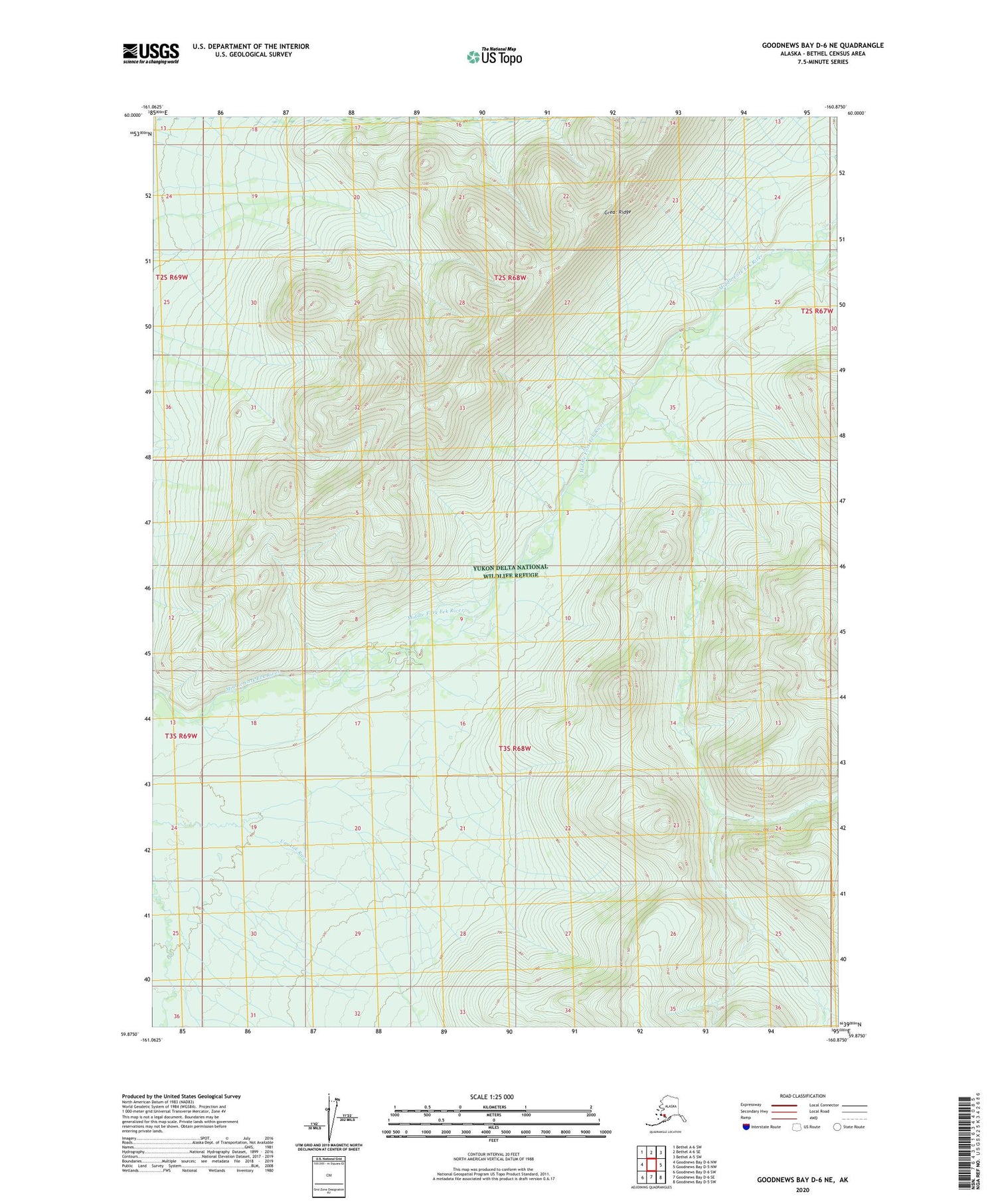 Goodnews Bay D-6 NE Alaska US Topo Map Image