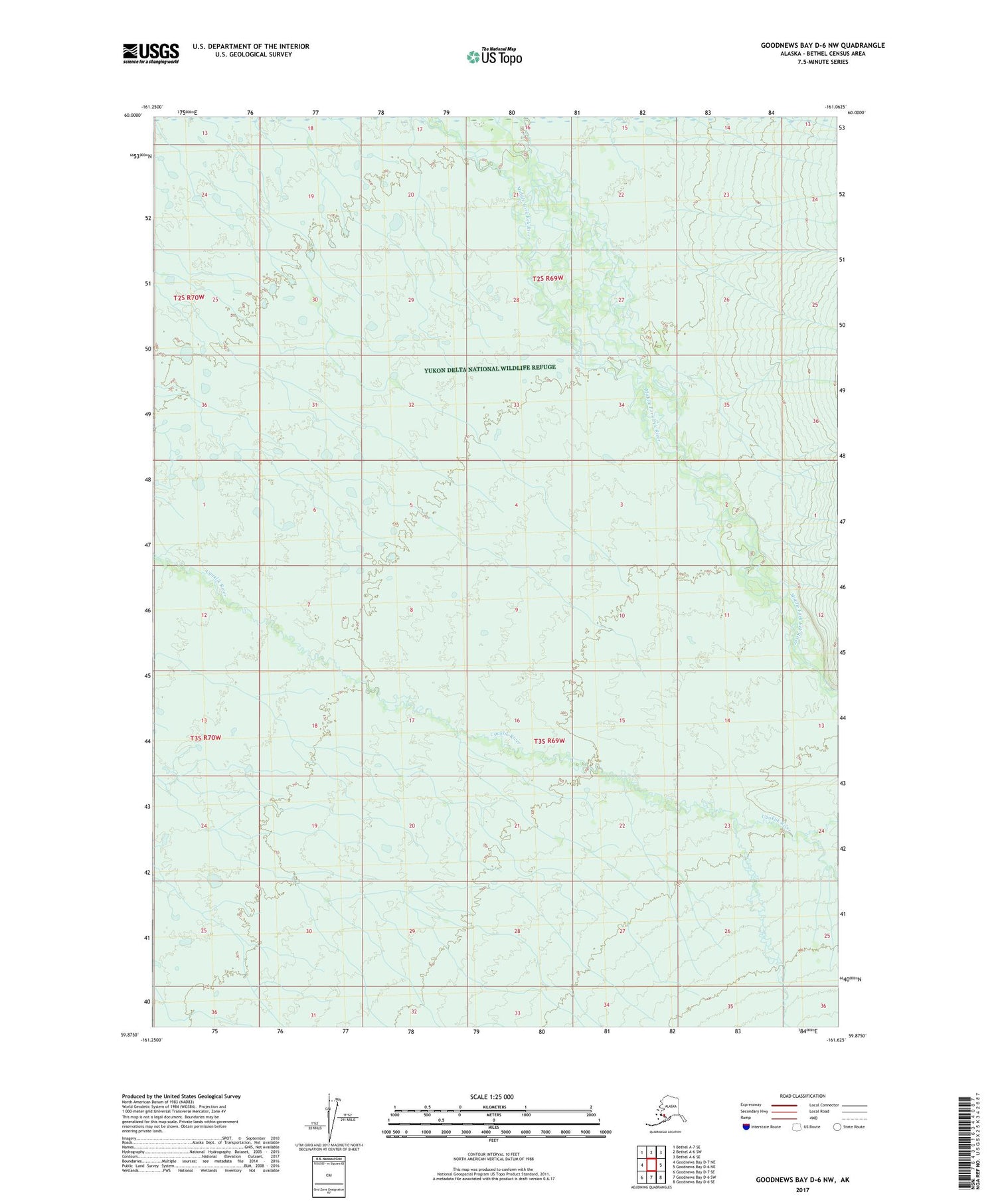 Goodnews Bay D-6 NW Alaska US Topo Map Image
