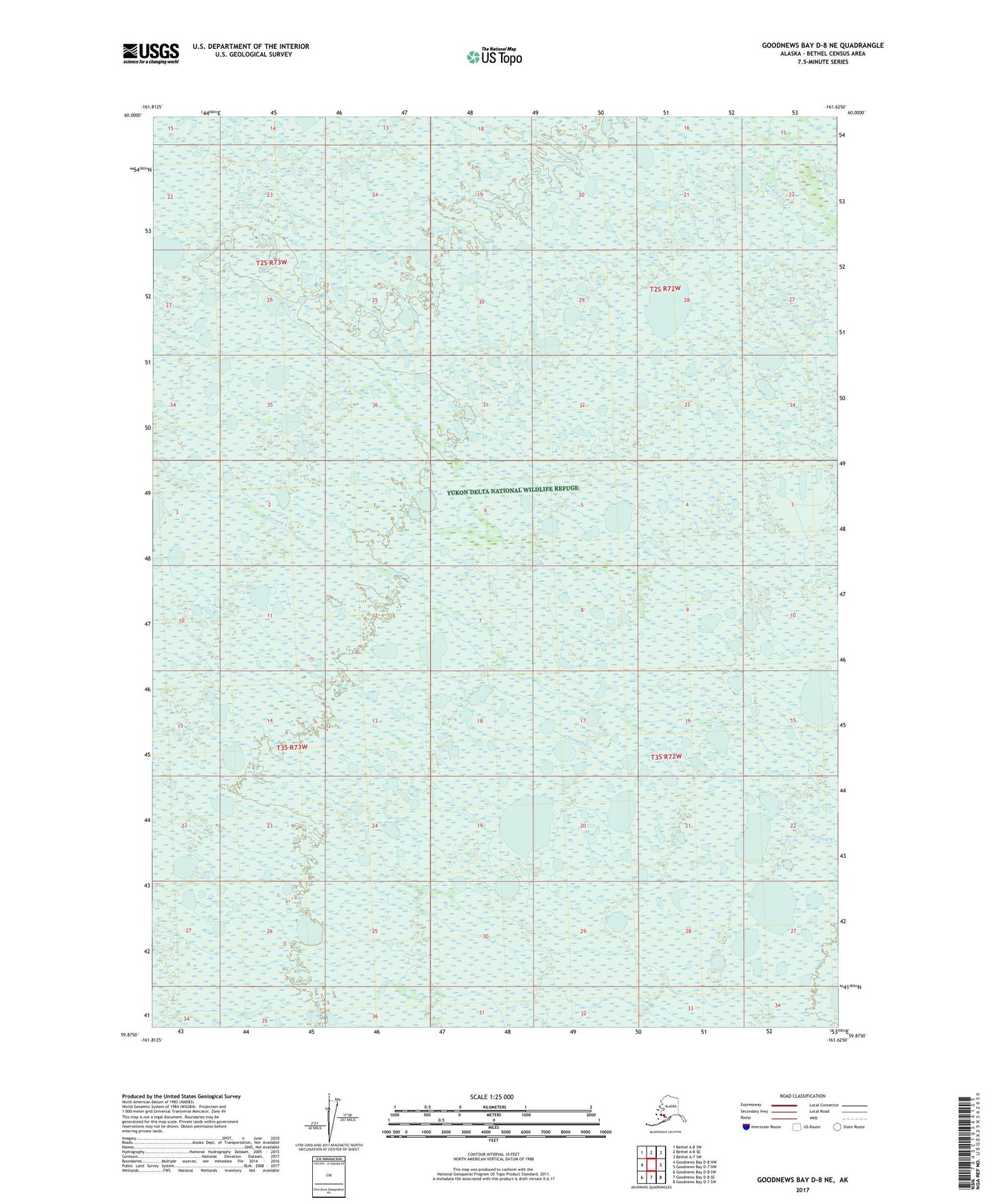 Goodnews Bay D-8 NE Alaska US Topo Map Image
