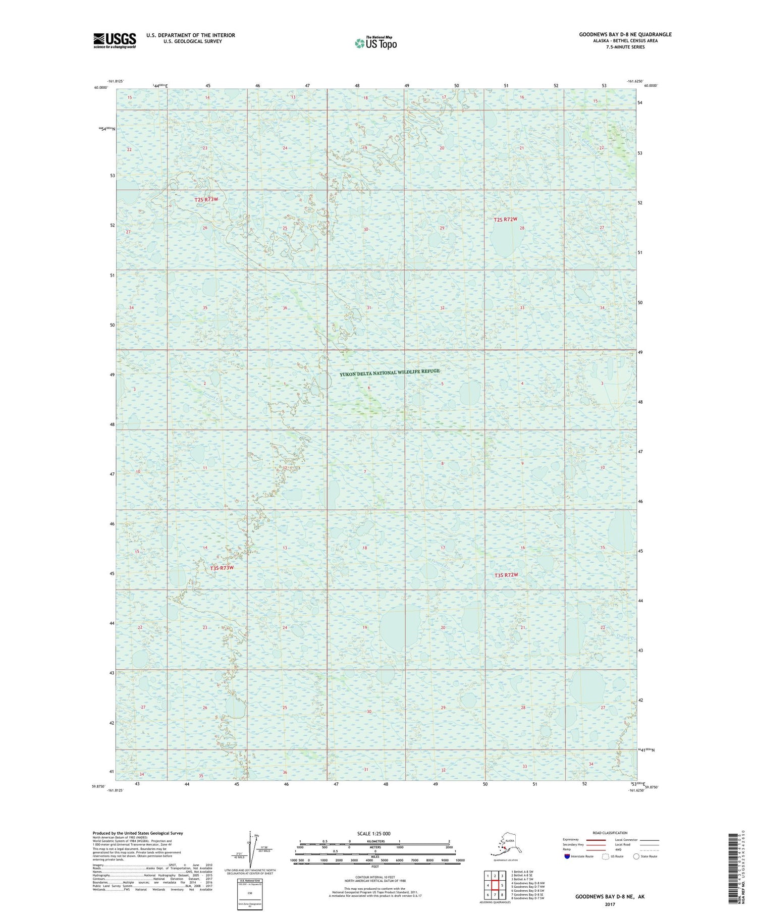 Goodnews Bay D-8 NE Alaska US Topo Map Image