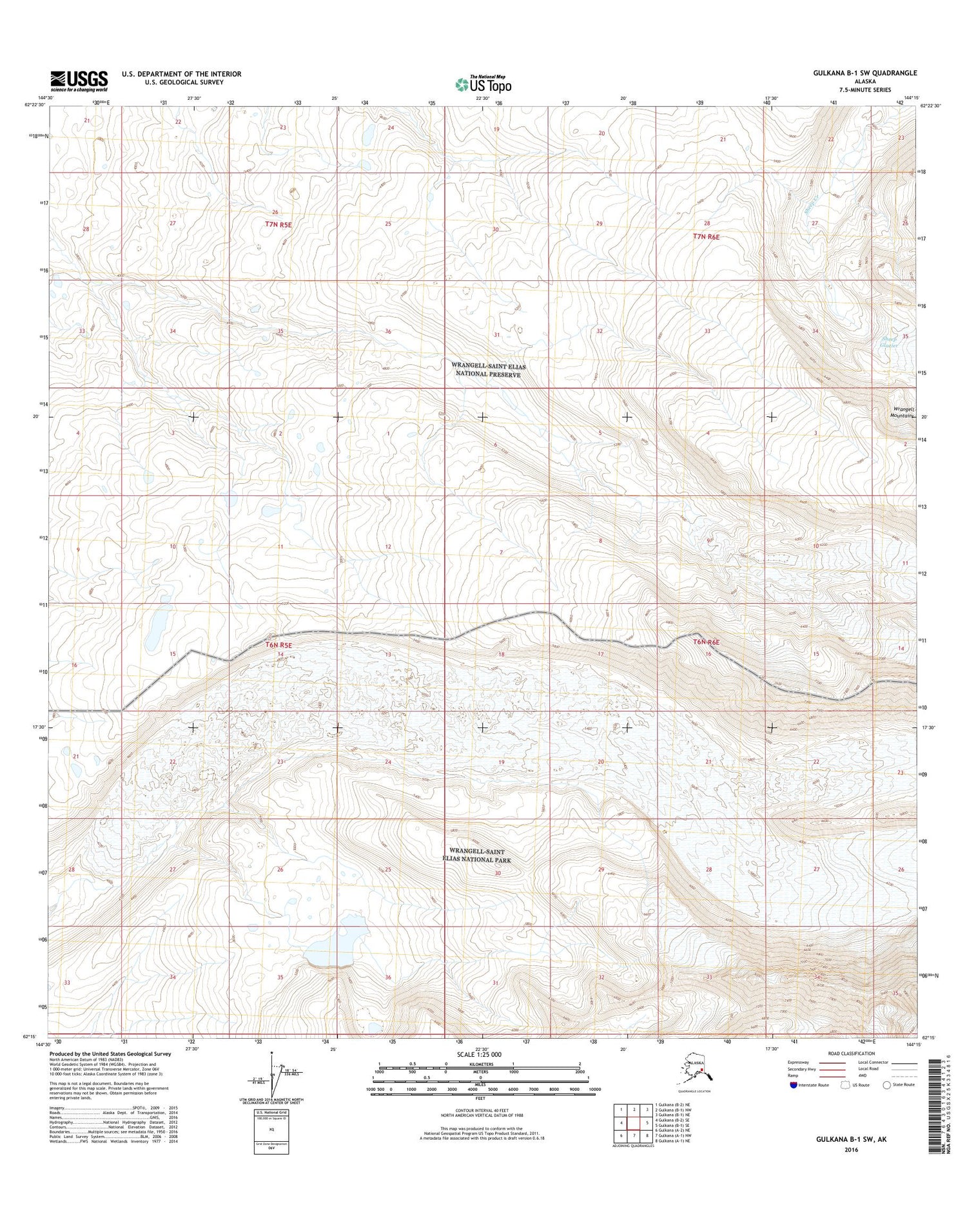 Gulkana B-1 SW Alaska US Topo Map Image