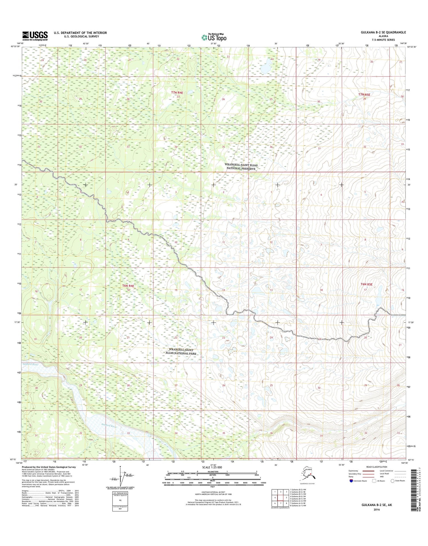 Gulkana B-2 SE Alaska US Topo Map Image