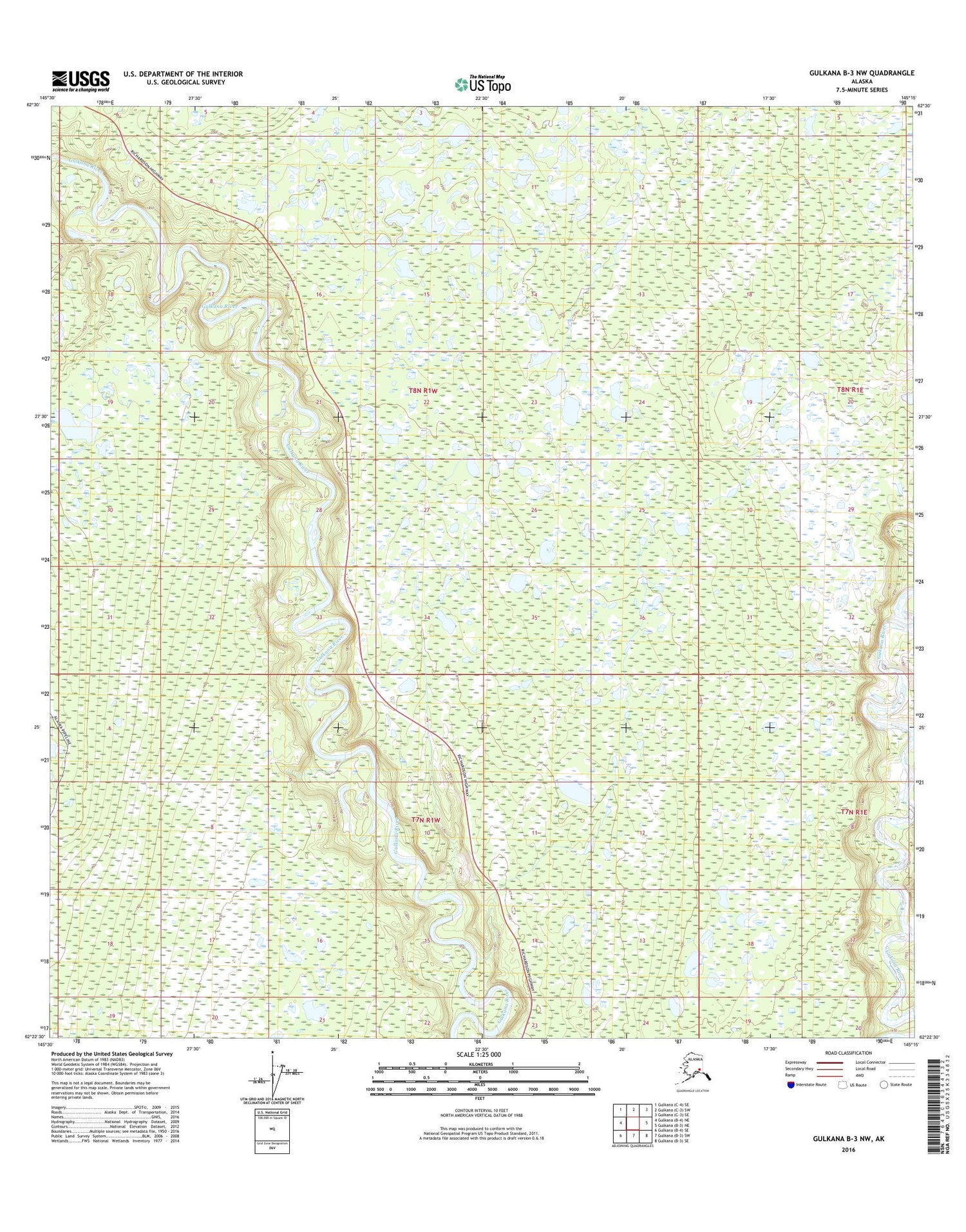 Gulkana B-3 NW Alaska US Topo Map Image