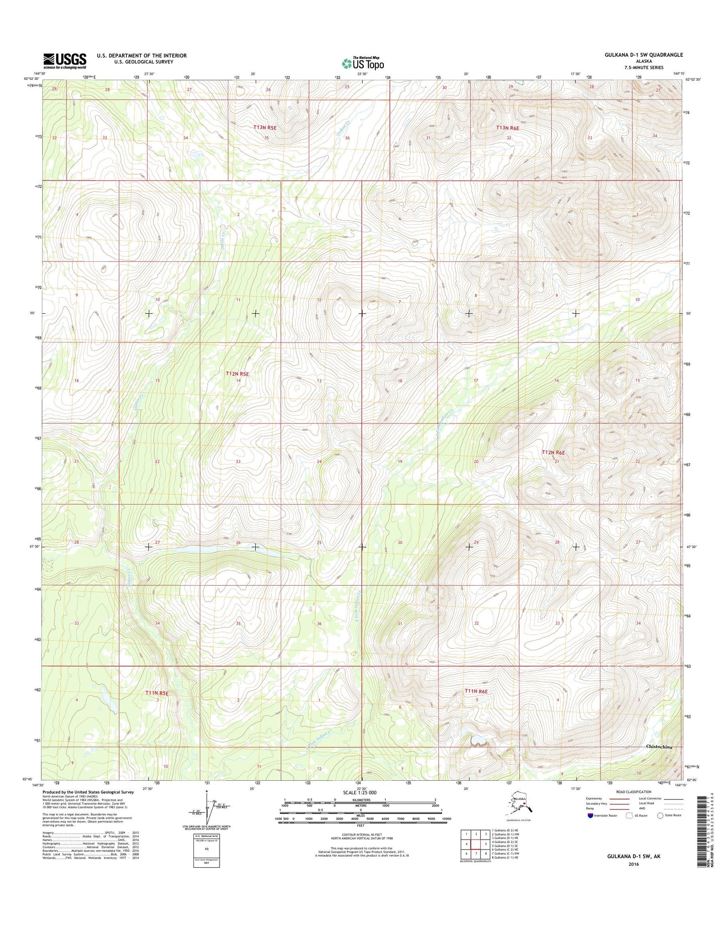 Gulkana D-1 SW Alaska US Topo Map Image