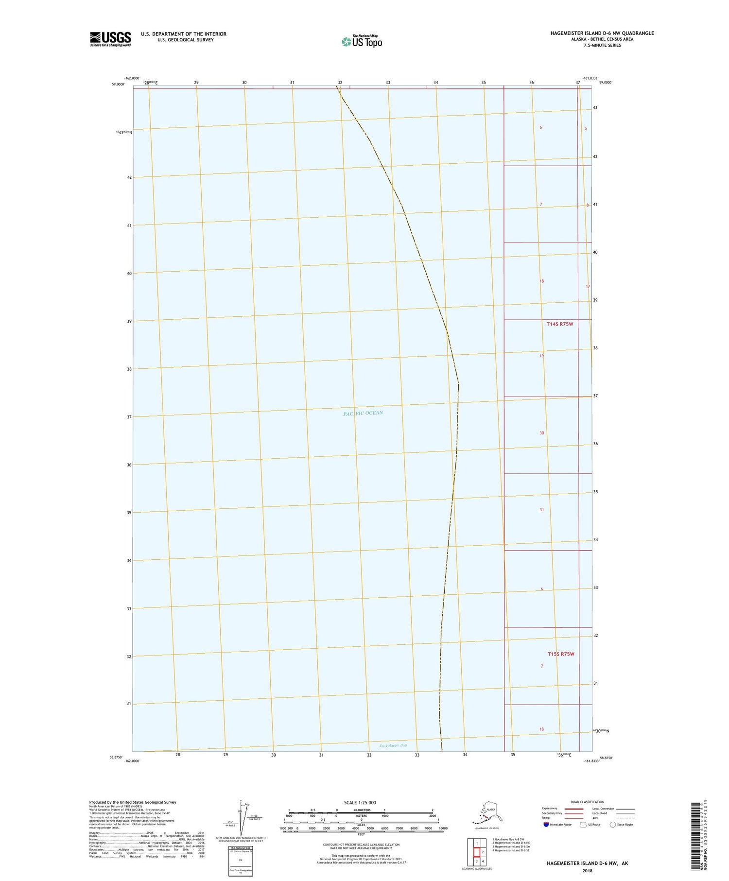 Hagemeister Island D-6 NW Alaska US Topo Map Image