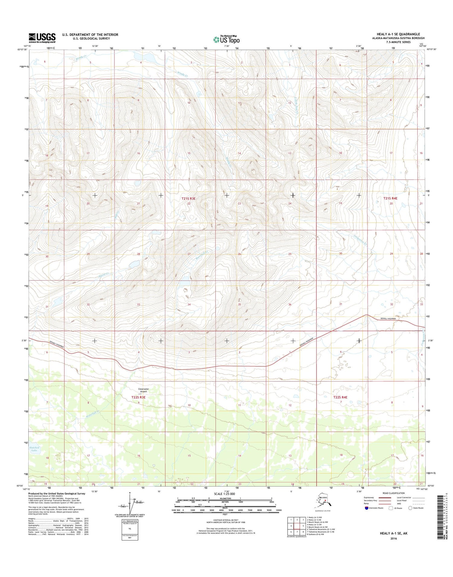 Healy A-1 SE Alaska US Topo Map Image