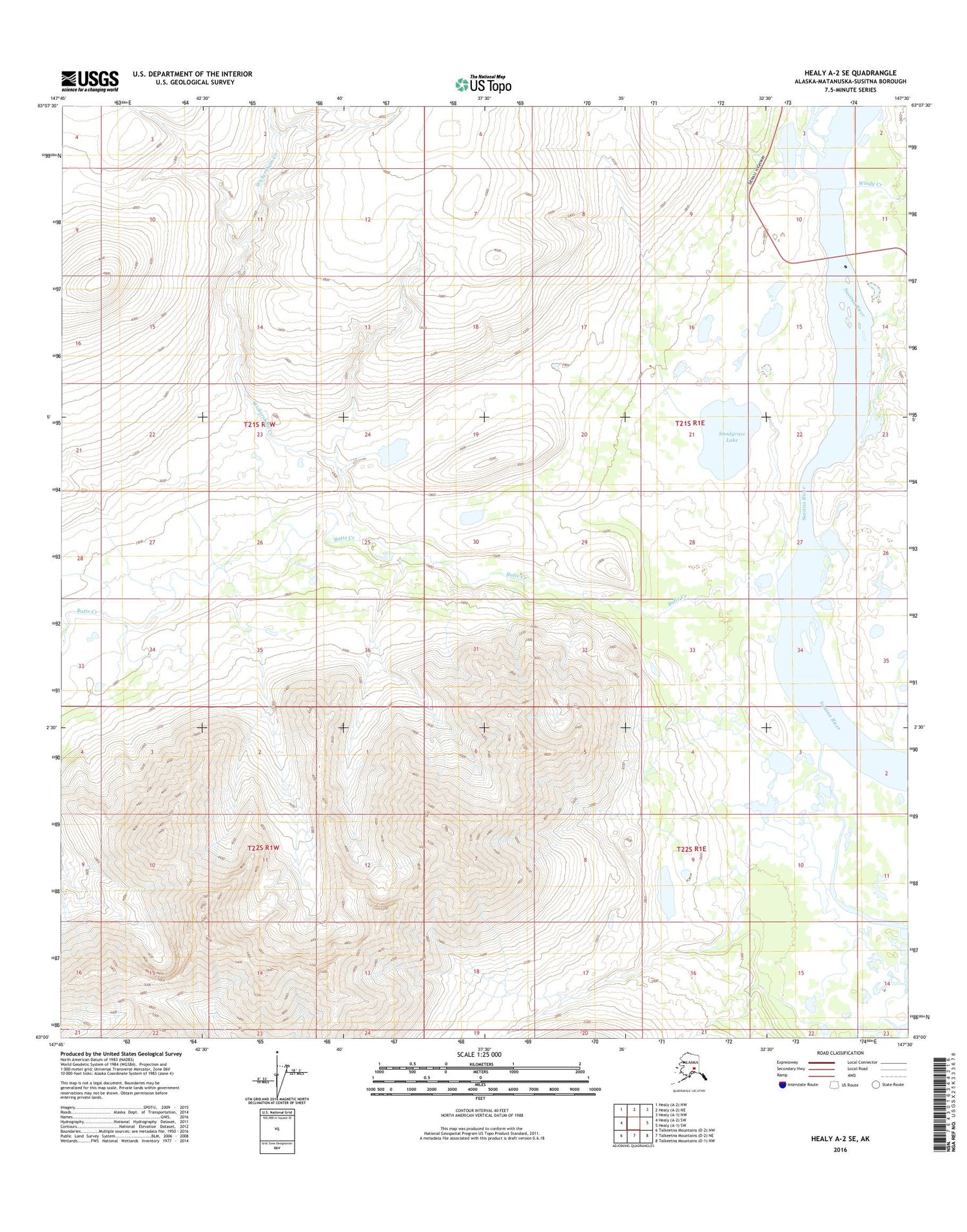 Healy A-2 SE Alaska US Topo Map Image