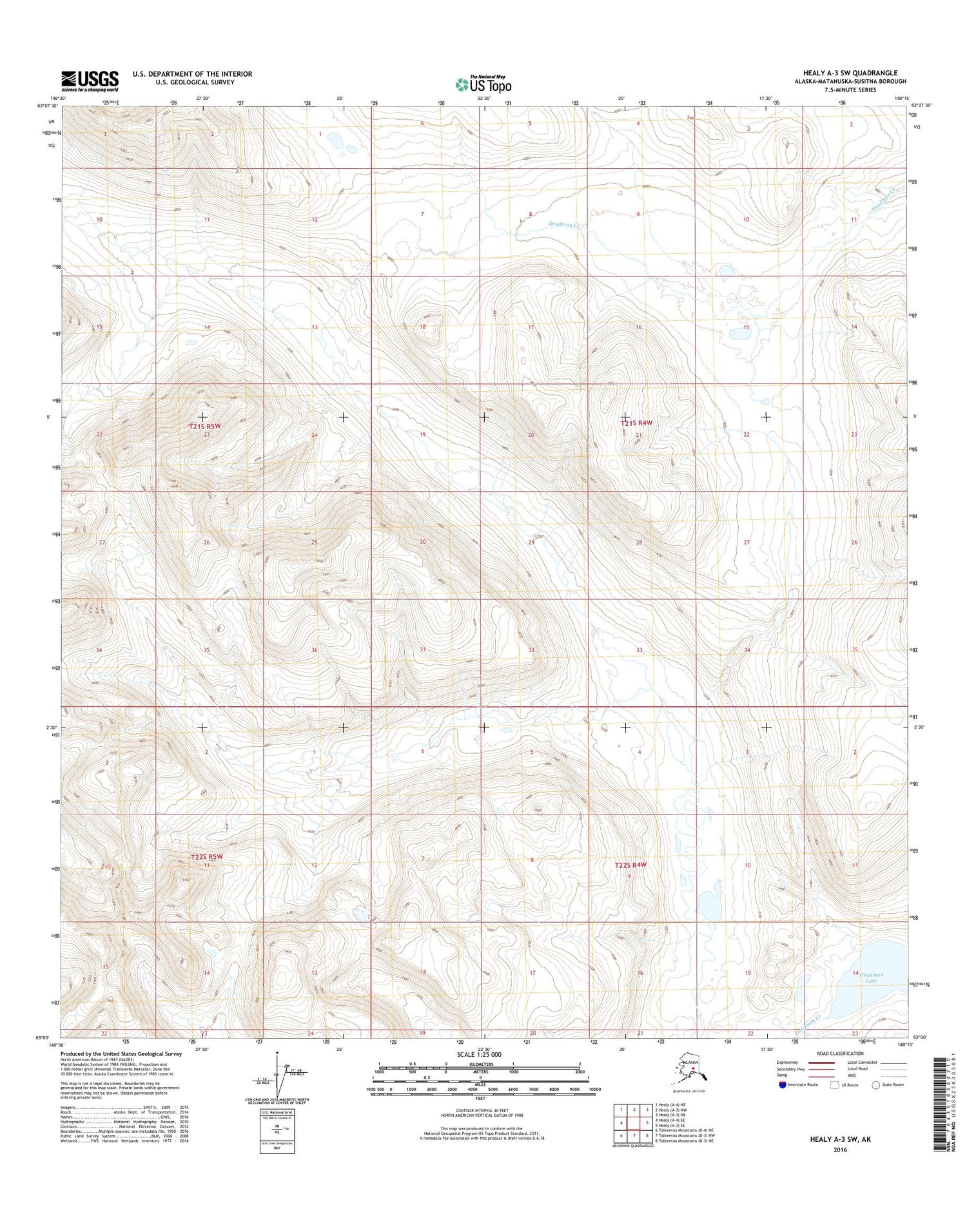 Healy A-3 SW Alaska US Topo Map Image
