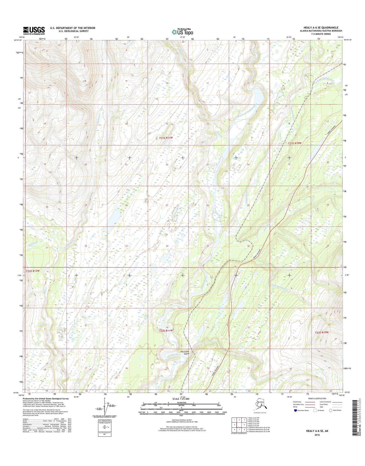 Healy A-6 SE Alaska US Topo Map Image