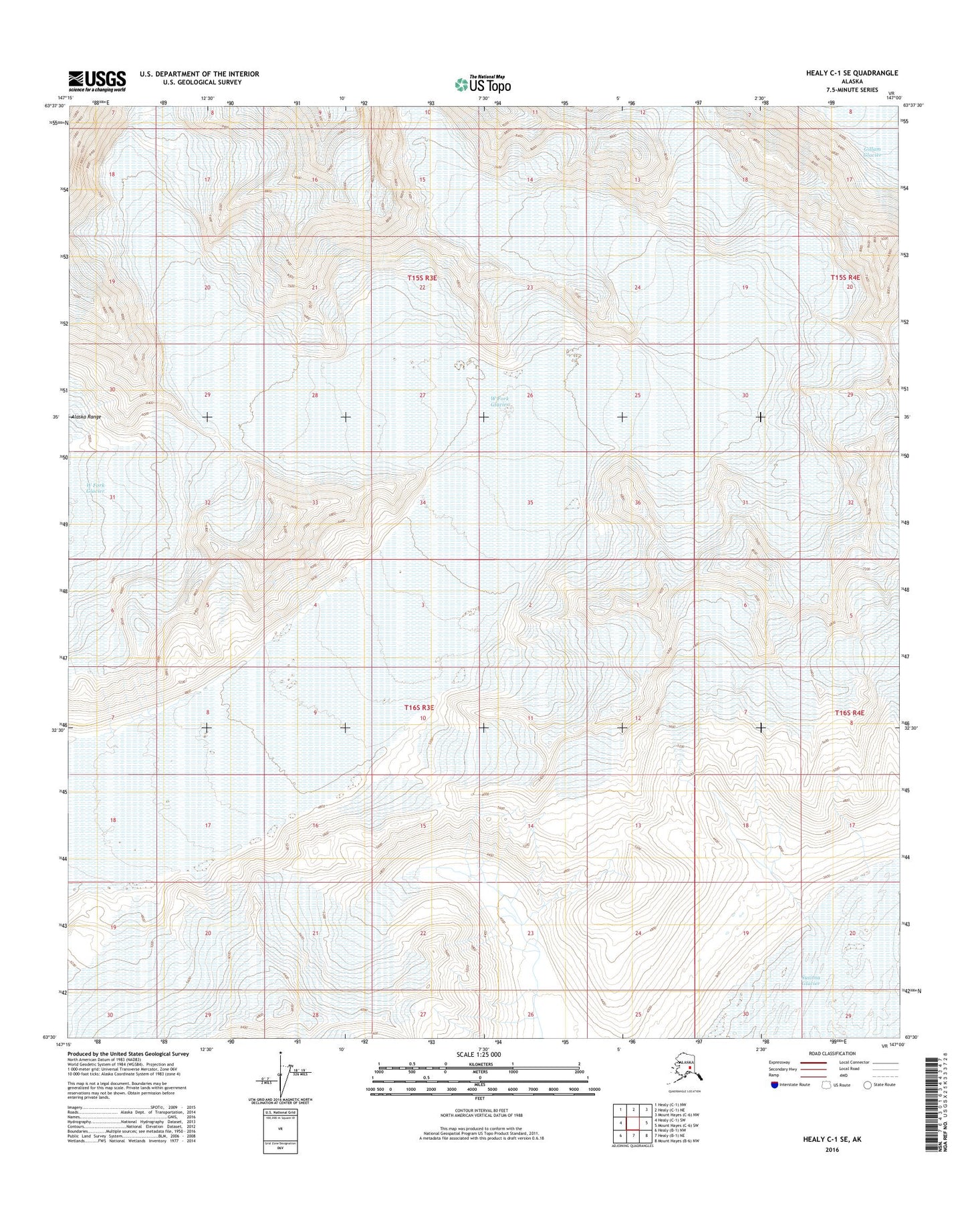 Healy C-1 SE Alaska US Topo Map Image
