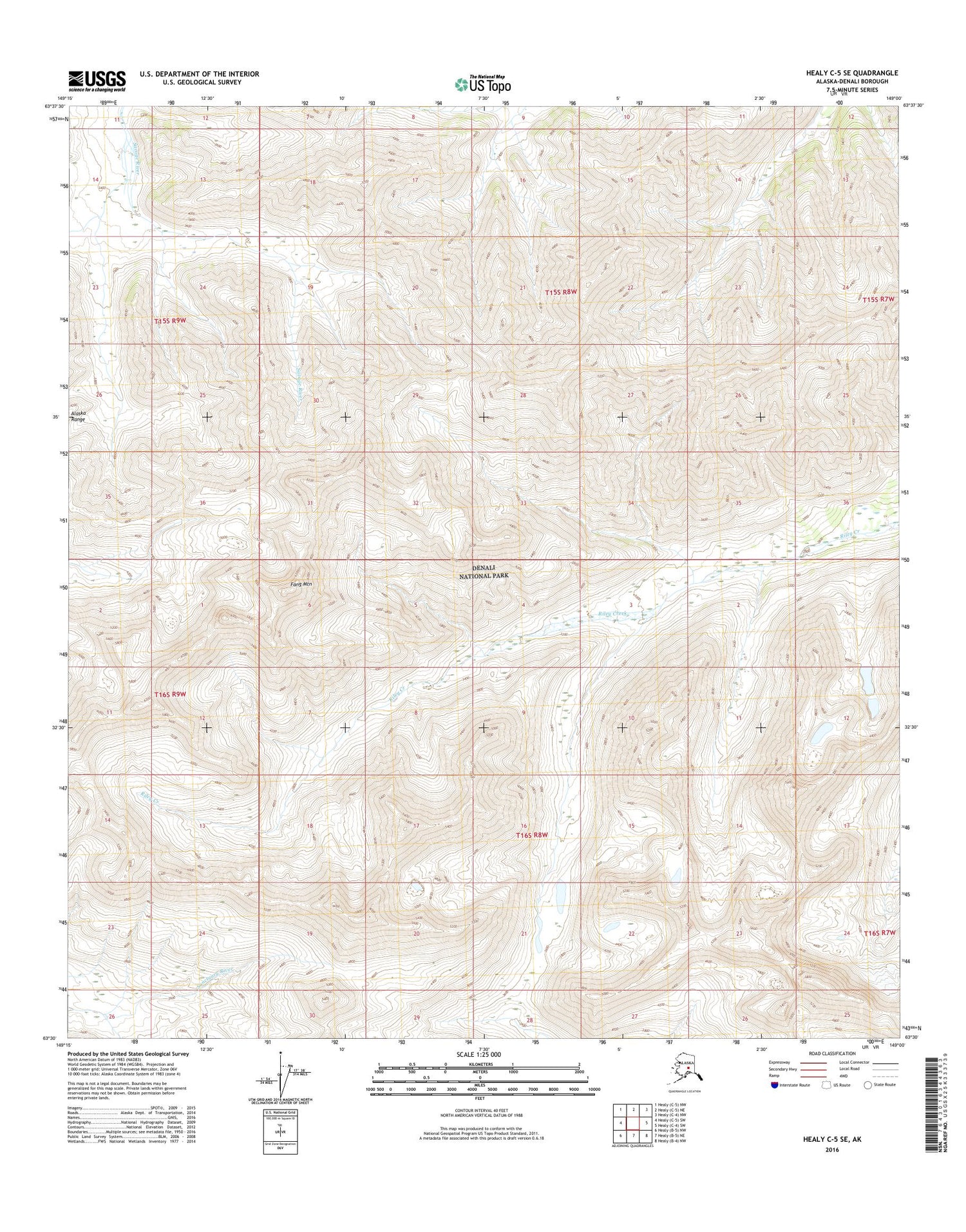 Healy C-5 SE Alaska US Topo Map Image