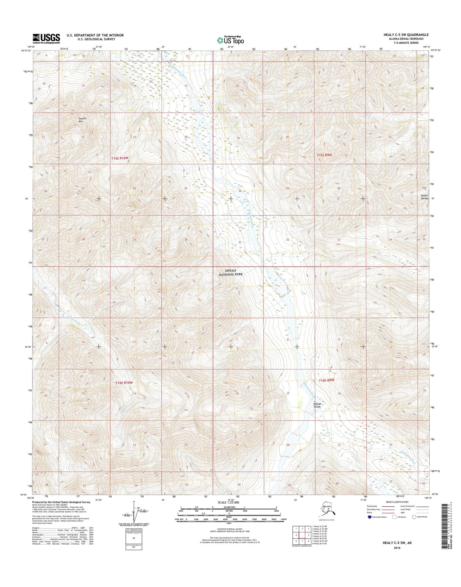 Healy C-5 SW Alaska US Topo Map Image