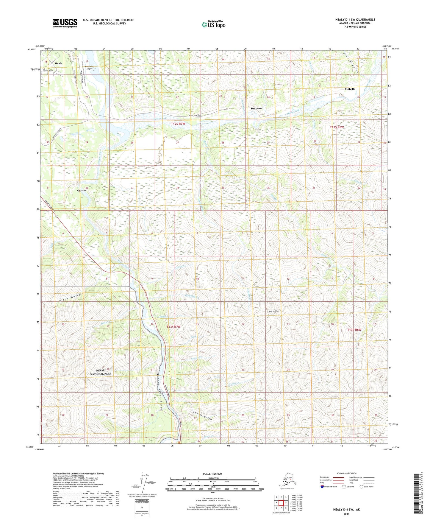 Healy D-4 SW Alaska US Topo Map Image