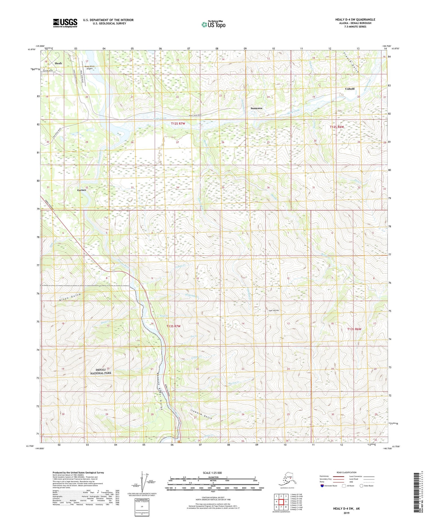 Healy D-4 SW Alaska US Topo Map Image