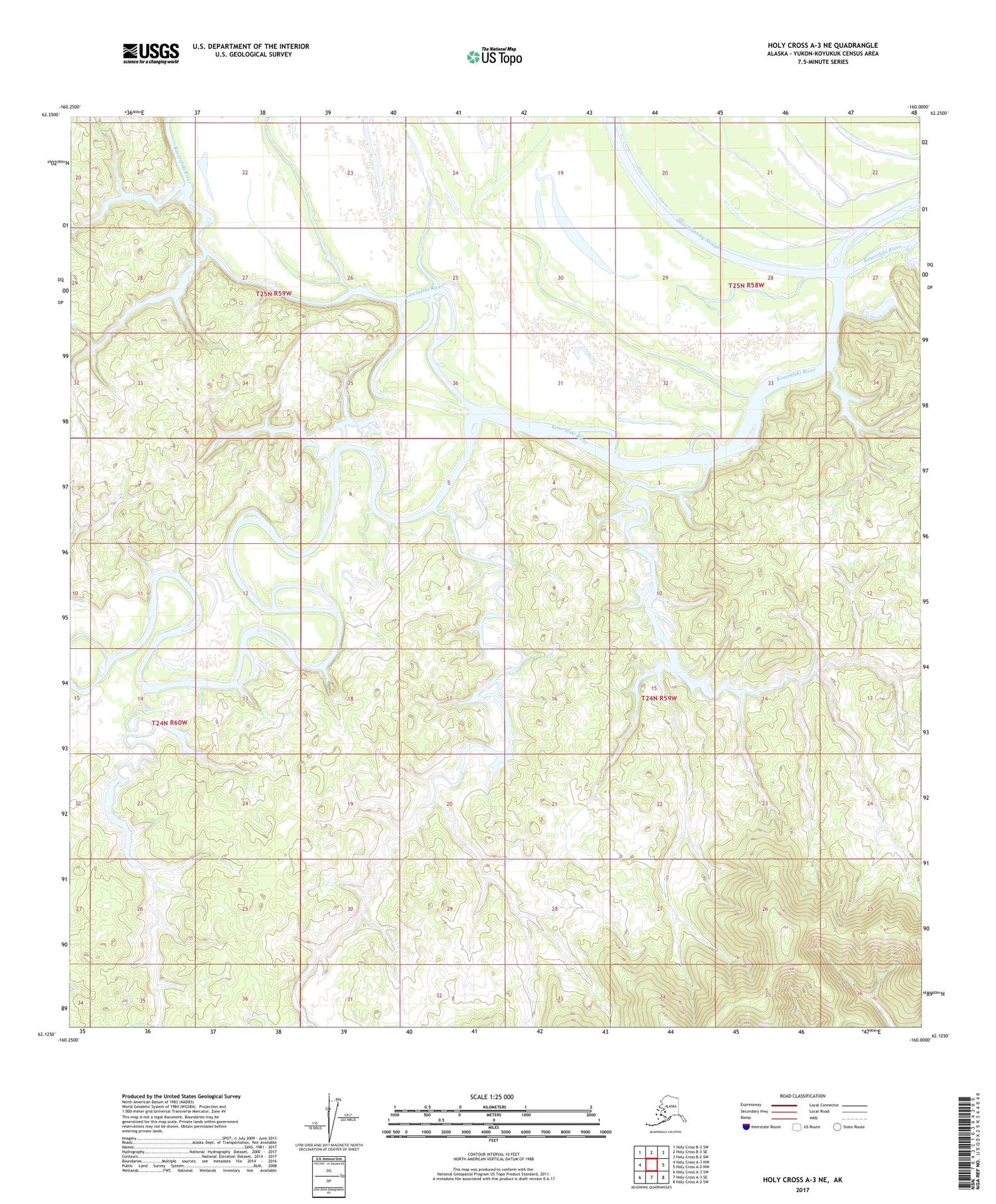 Holy Cross A-3 NE Alaska US Topo Map Image