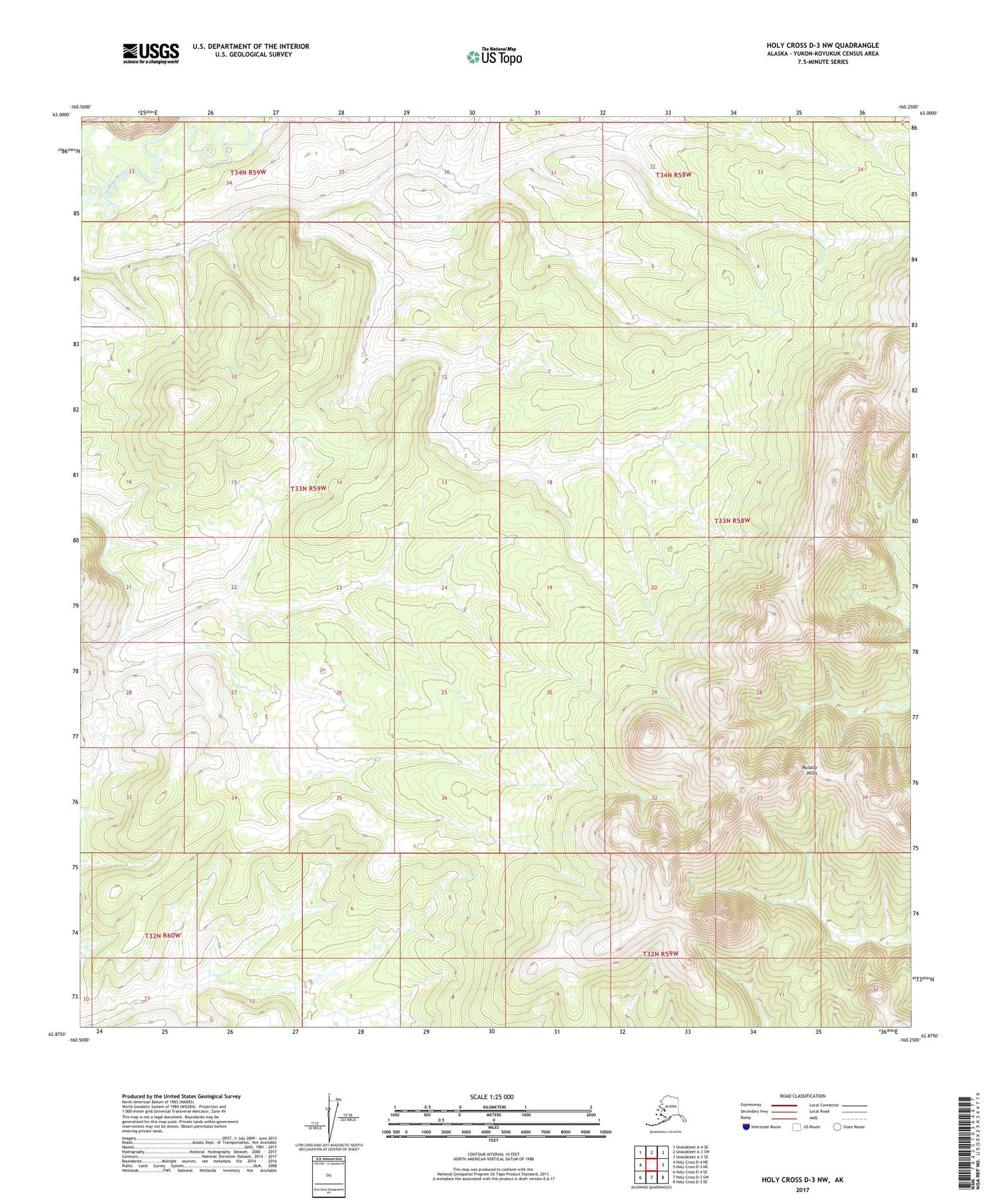 Holy Cross D-3 NW Alaska US Topo Map Image