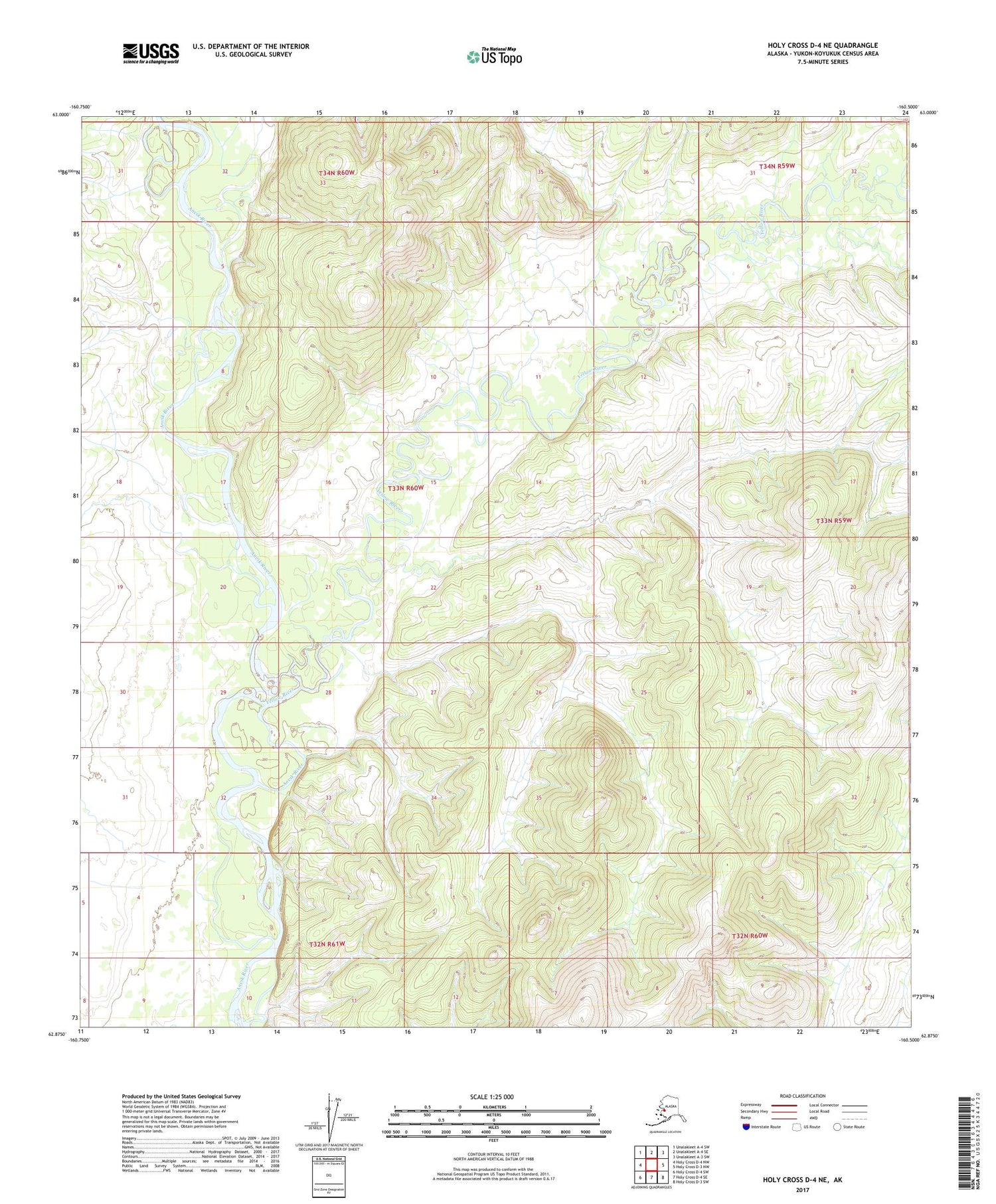Holy Cross D-4 NE Alaska US Topo Map Image