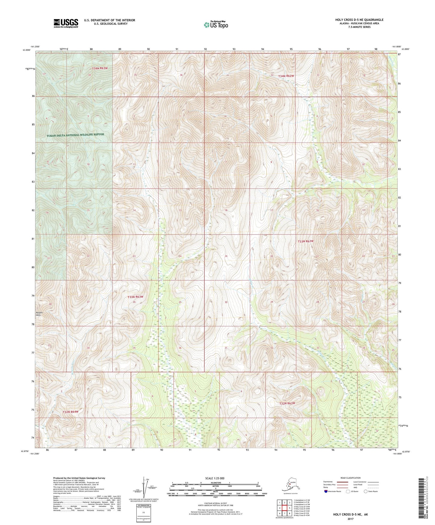 Holy Cross D-5 NE Alaska US Topo Map Image