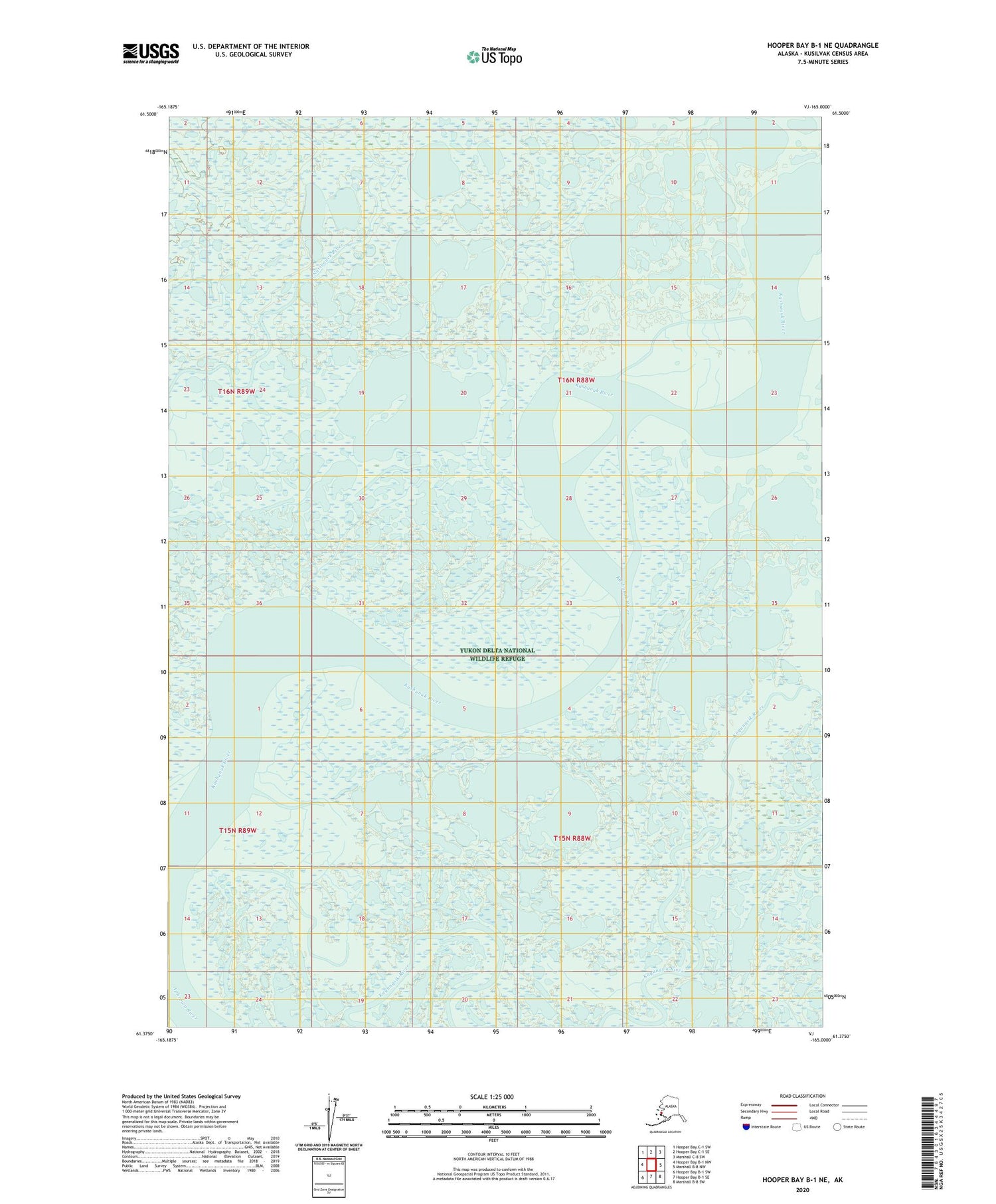 Hooper Bay B-1 NE Alaska US Topo Map Image