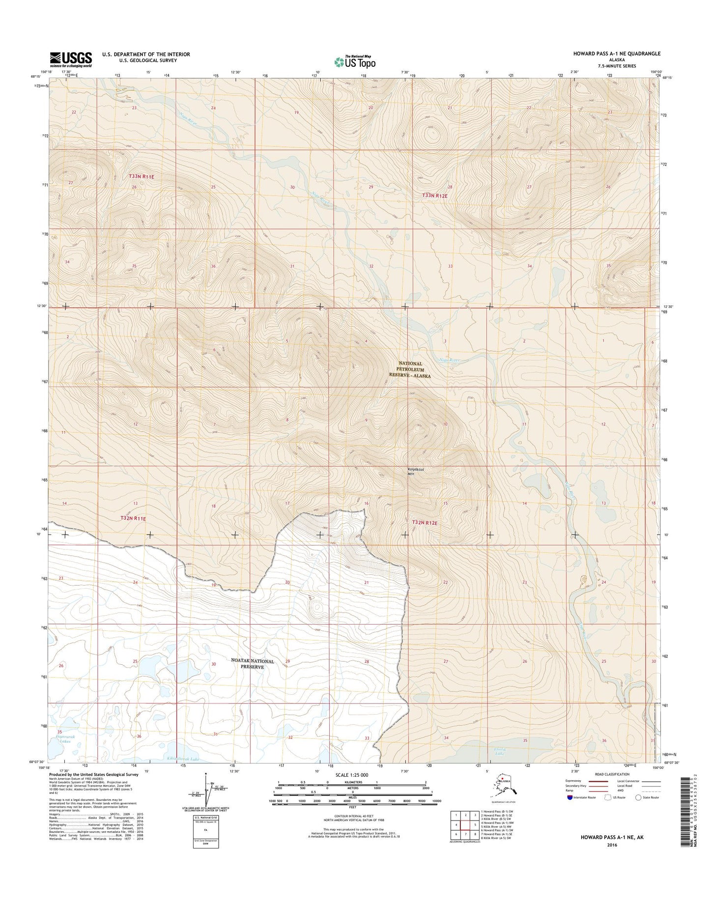 Howard Pass A-1 NE Alaska US Topo Map Image