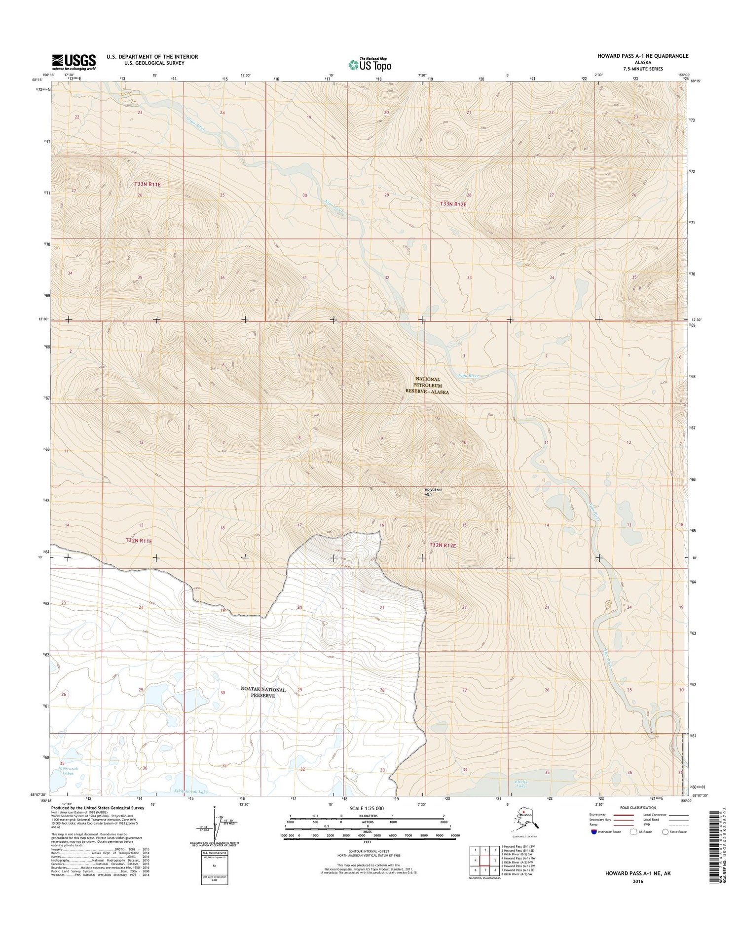 Howard Pass A-1 NE Alaska US Topo Map Image