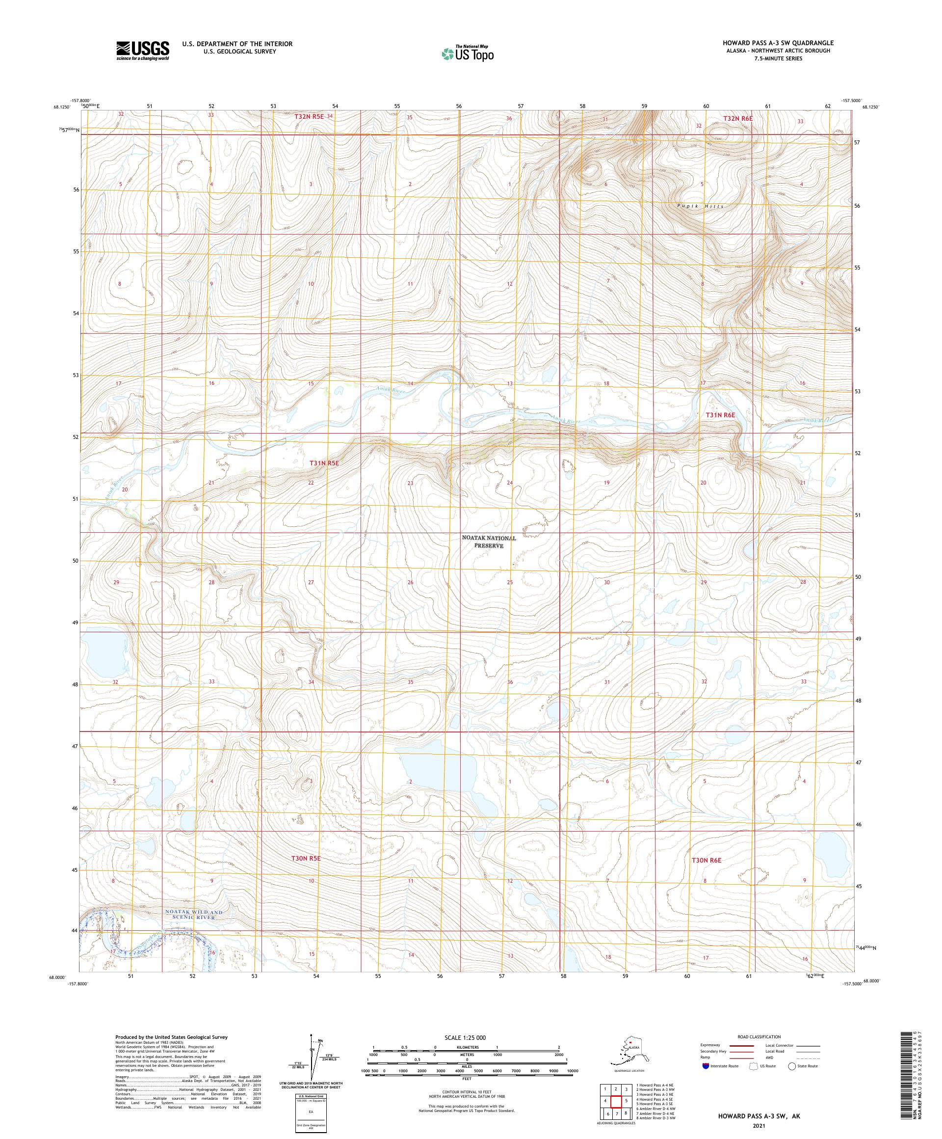 Howard Pass A-3 SW Alaska US Topo Map – MyTopo Map Store