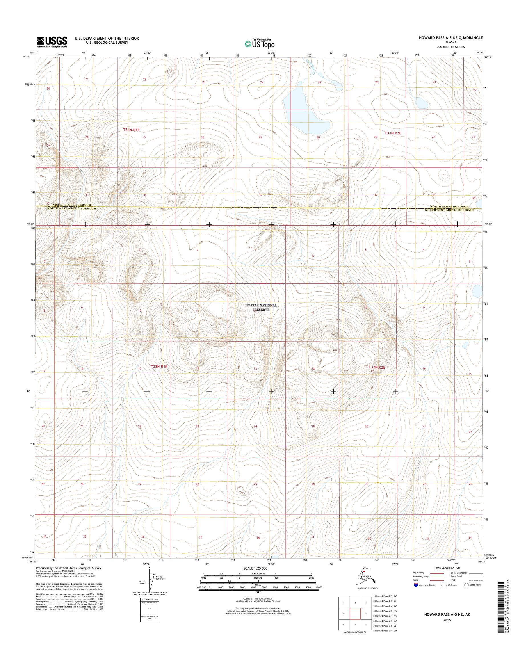 Howard Pass A-5 NE Alaska US Topo Map – MyTopo Map Store