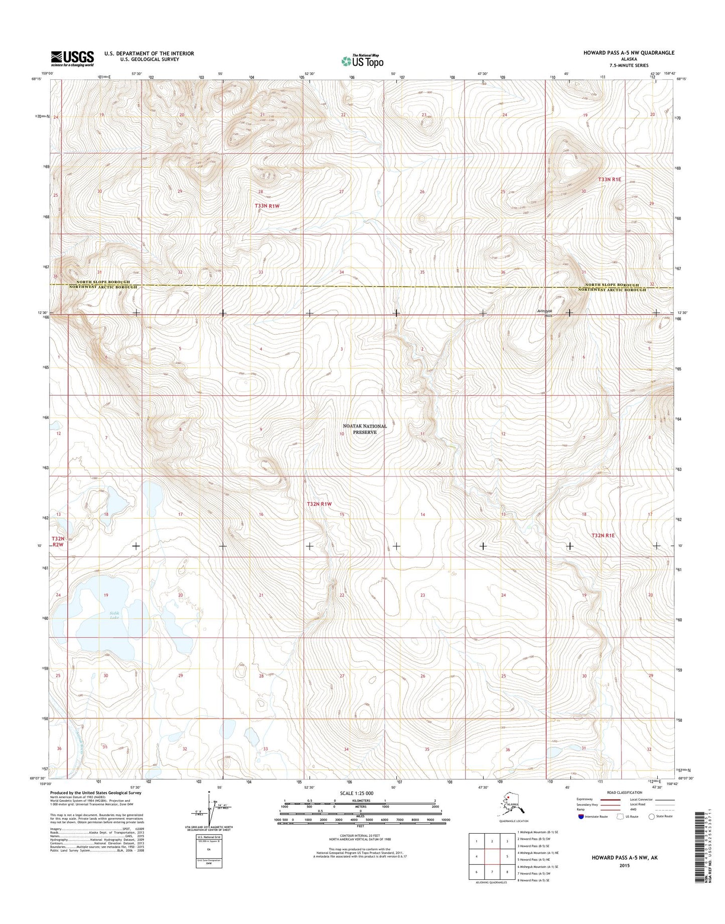 Howard Pass A-5 NW Alaska US Topo Map Image