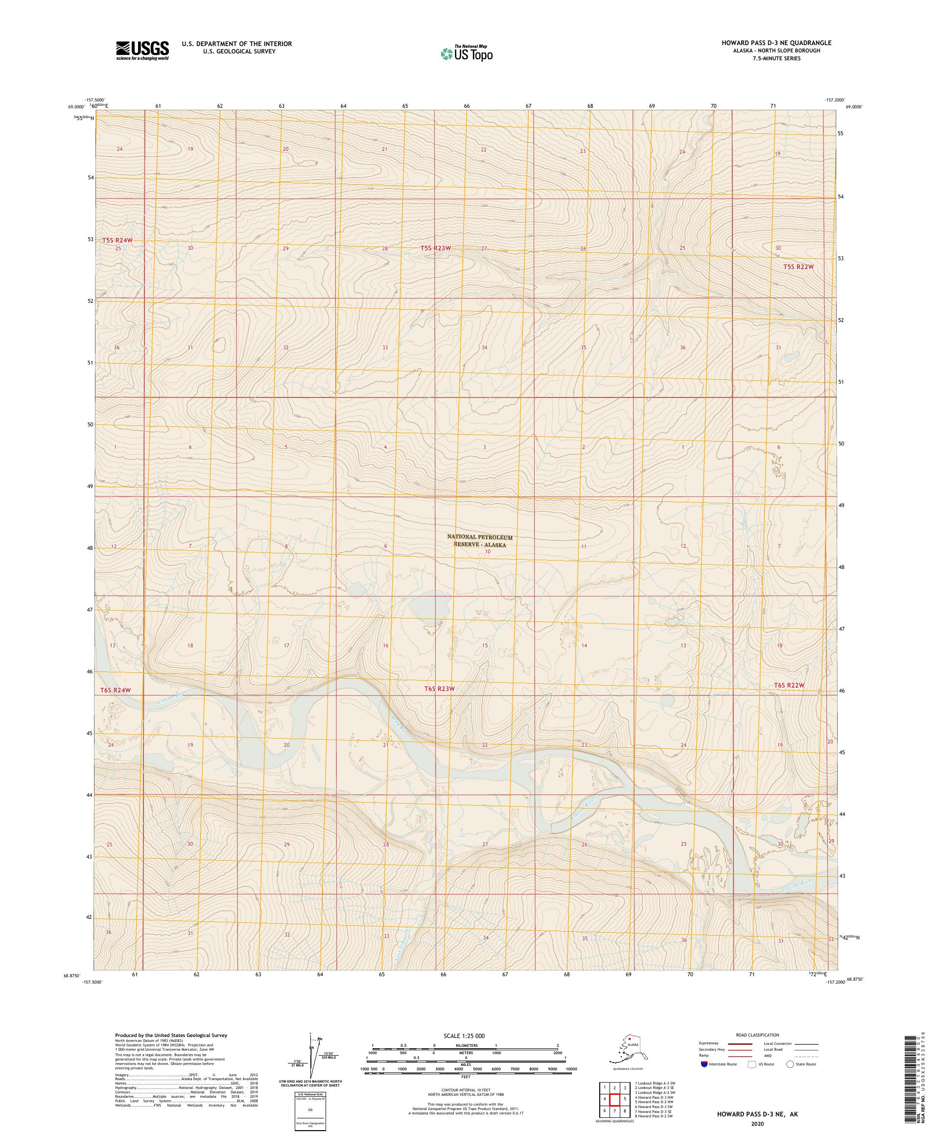 Howard Pass D-3 NE Alaska US Topo Map – MyTopo Map Store
