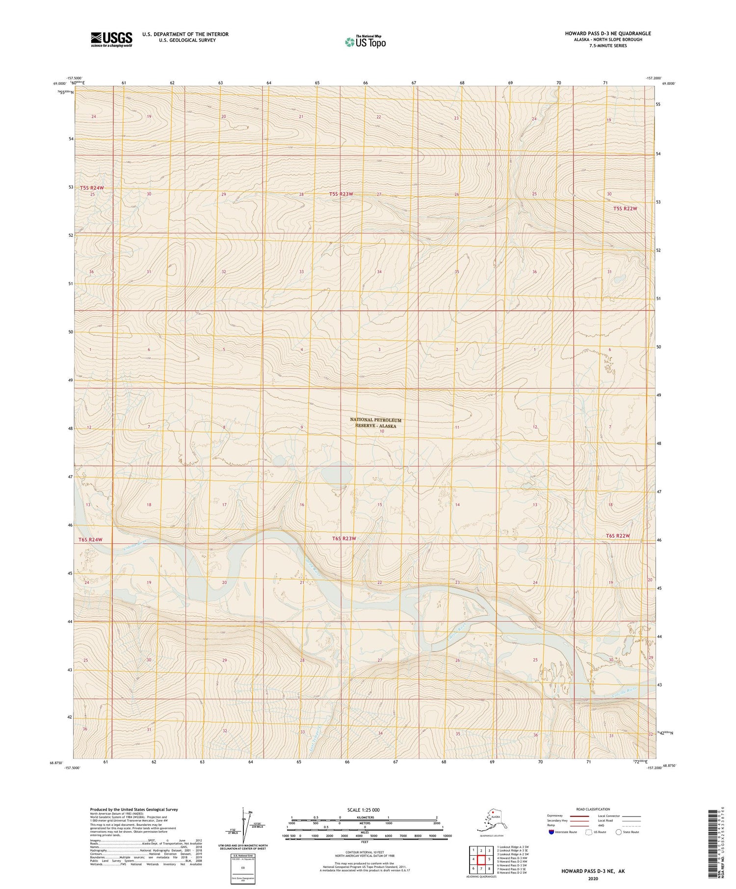 Howard Pass D-3 NE Alaska US Topo Map Image