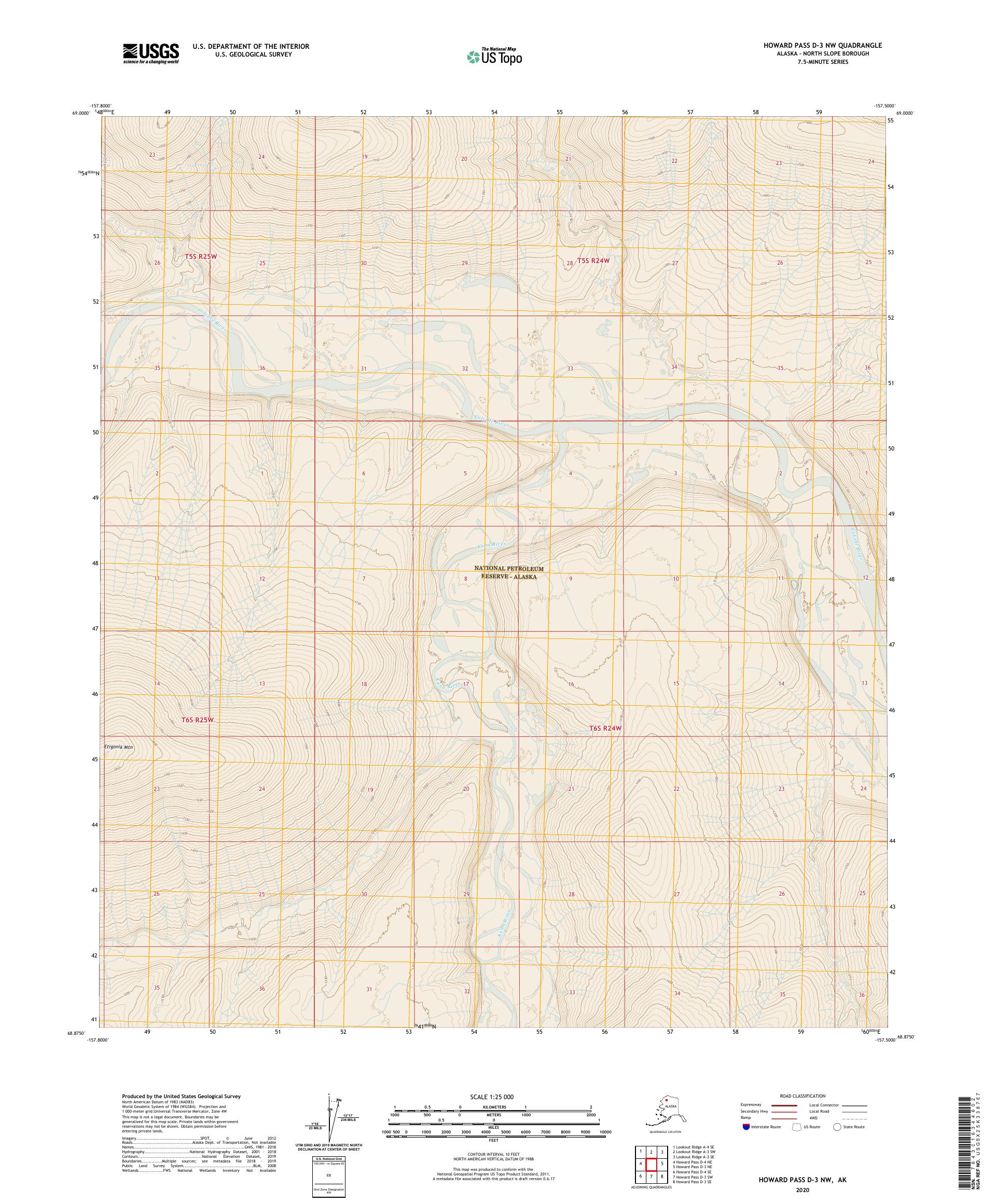 Howard Pass D-3 NW Alaska US Topo Map – MyTopo Map Store